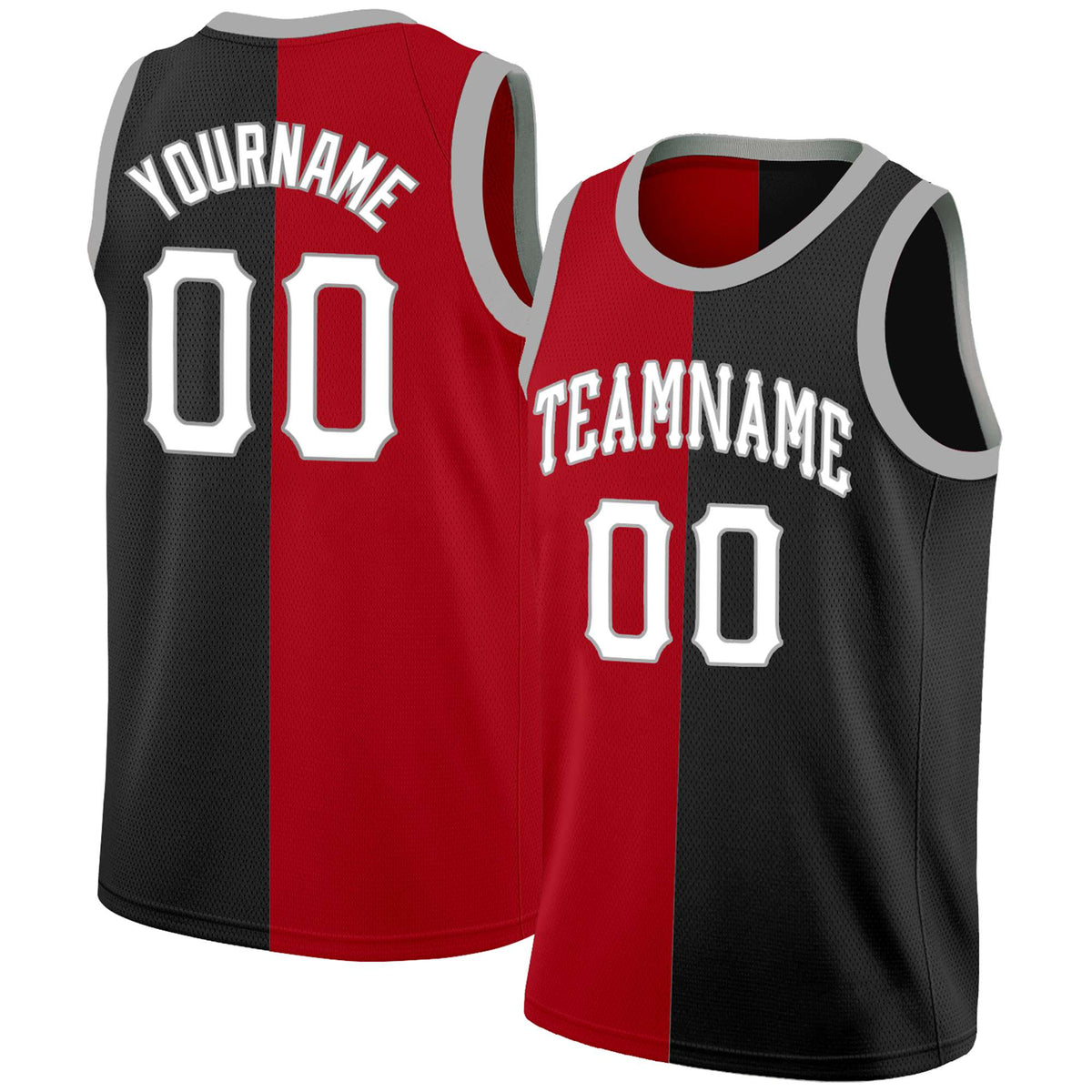 Custom Black White-Gray Split Fashion Tops Basketball Jersey