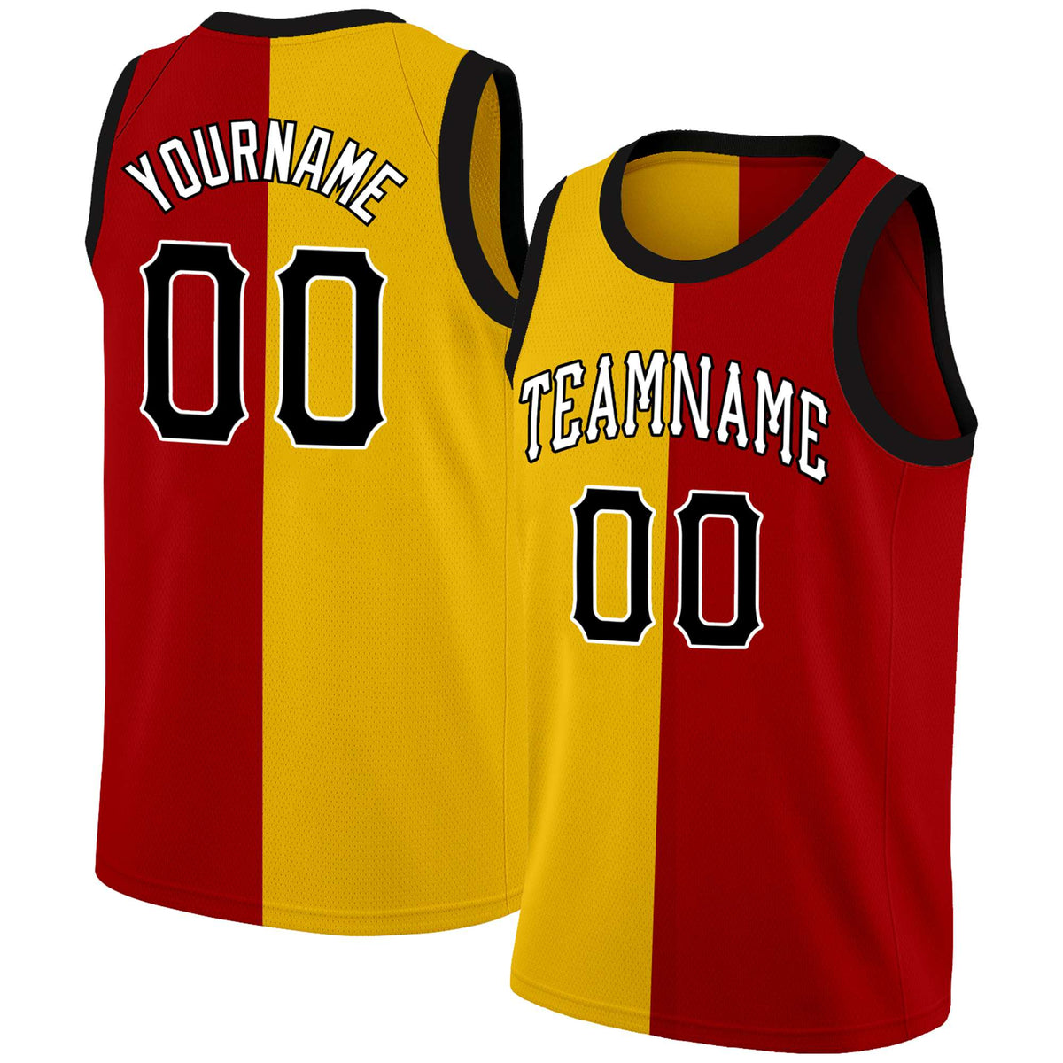 Custom Red Black-White Split Fashion Tops Basketball Jersey