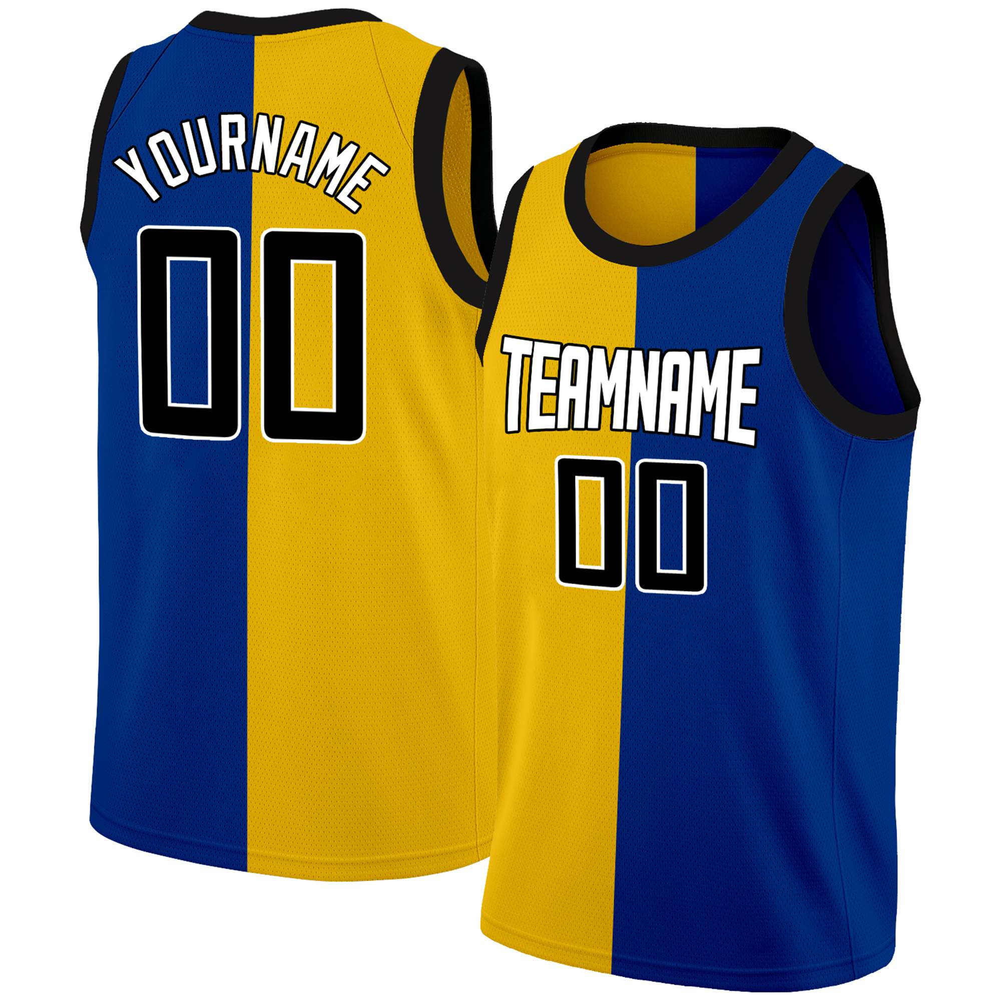 Custom Blue Black-White Split Fashion Tops Basketball Jersey