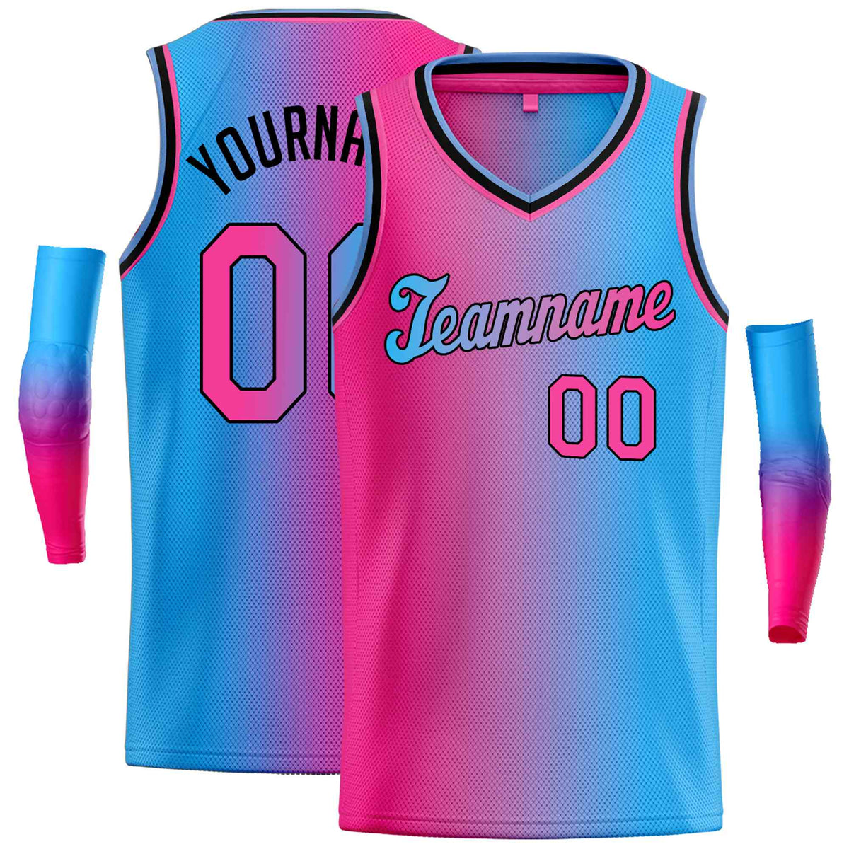 Custom Pink Royal Gradient Fashion Tops Basketball Jersey