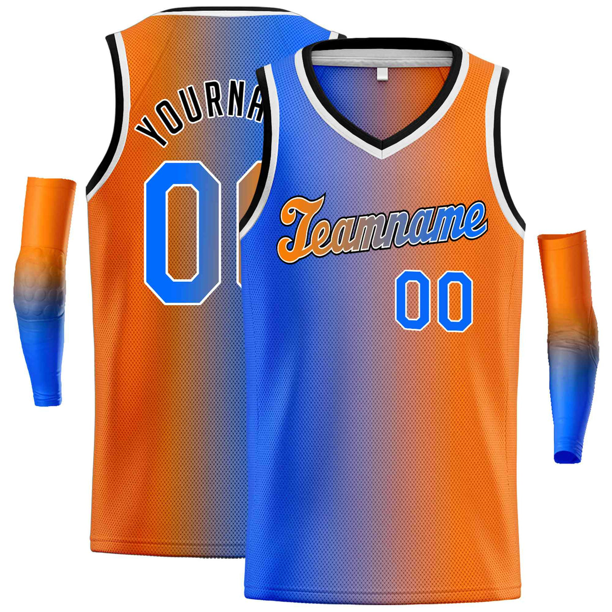 Custom Blue Orange Gradient Fashion Tops Basketball Jersey