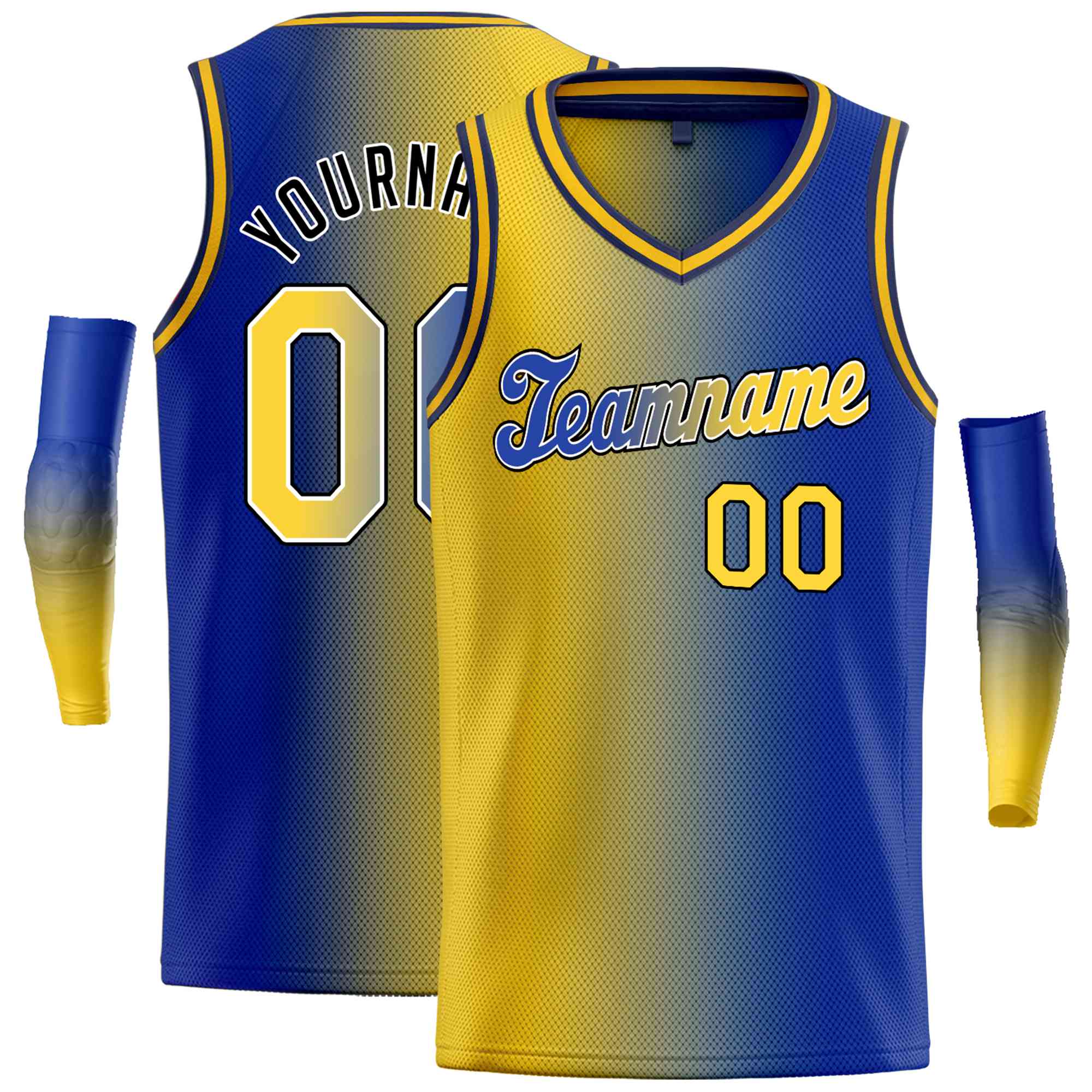 Custom Yellow Blue Gradient Fashion Tops Basketball Jersey