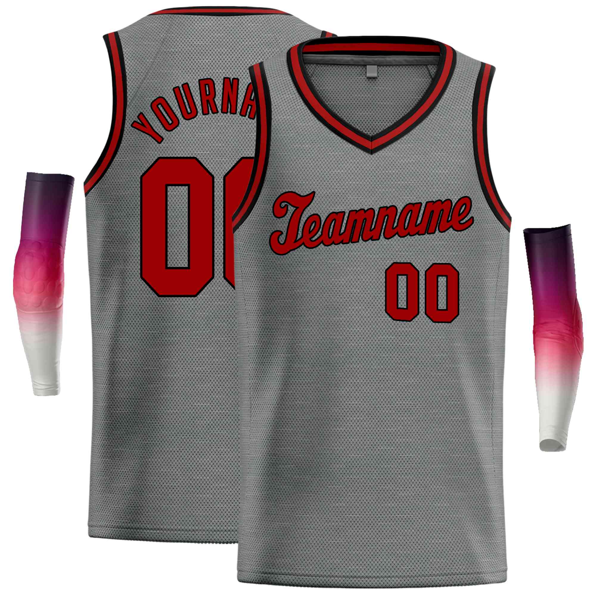 Custom Dark Gray Red Classic Tops Basketball Jersey