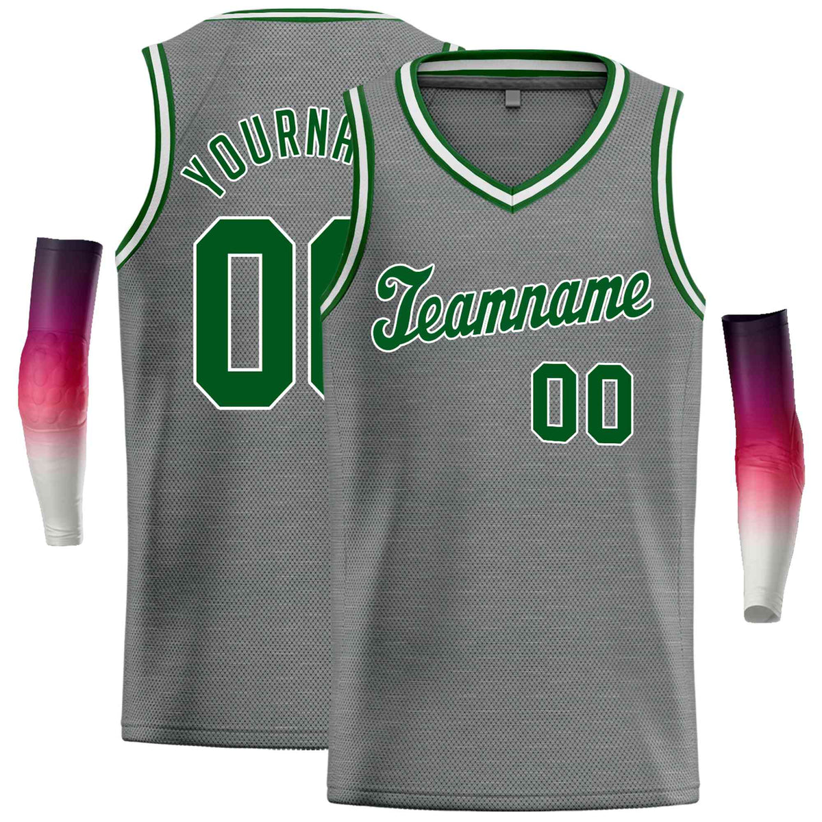 Custom Dark Gray Kelly Green Classic Tops Basketball Jersey