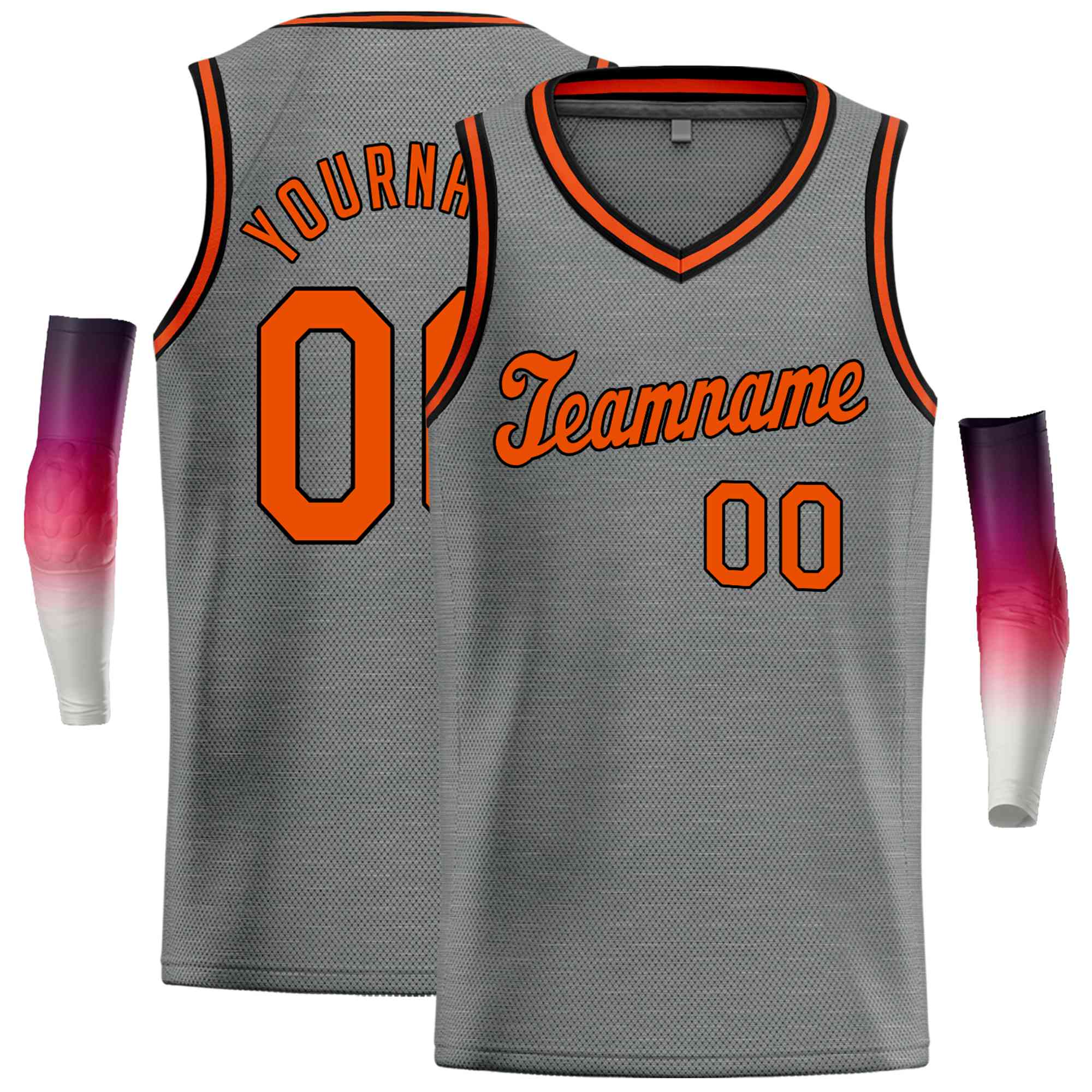 Custom Dark Gray Orange Classic Tops Basketball Jersey