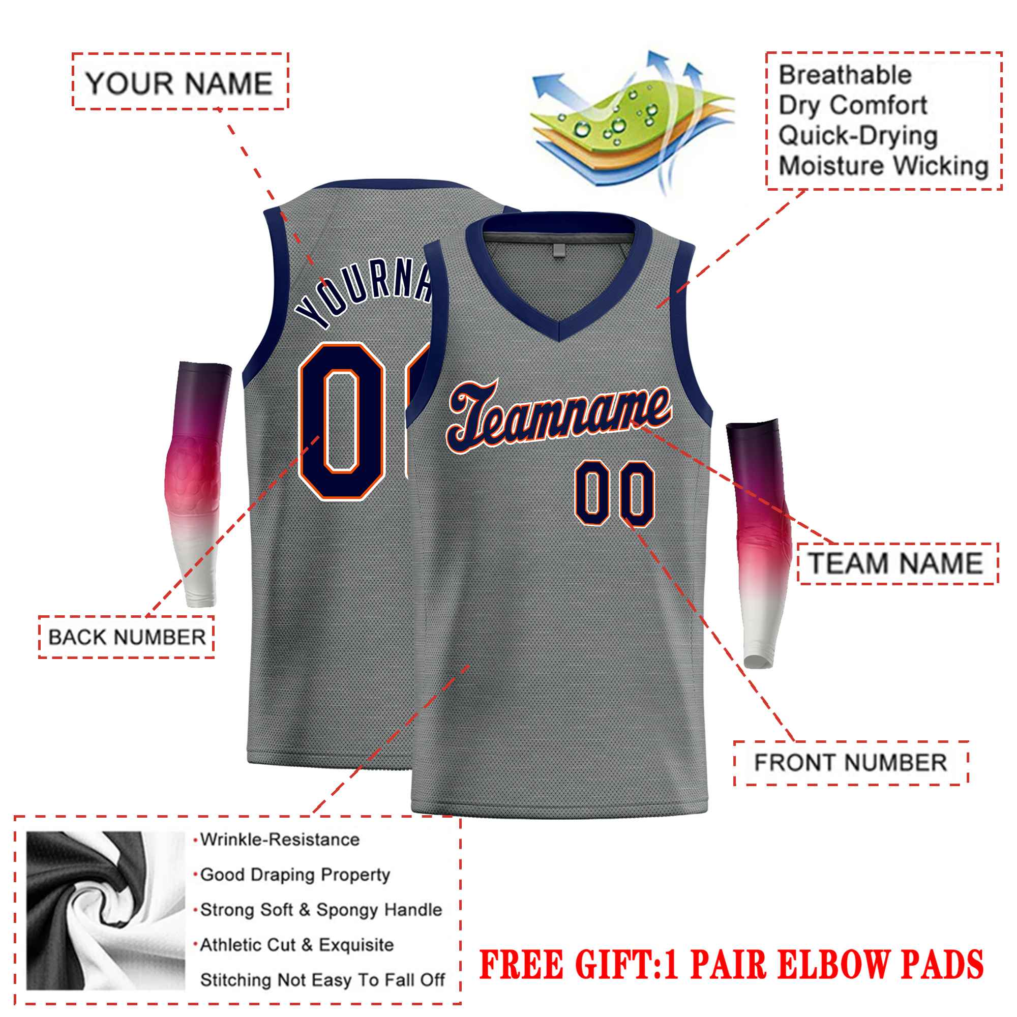 Custom Dark Gray Navy Classic Tops Basketball Jersey