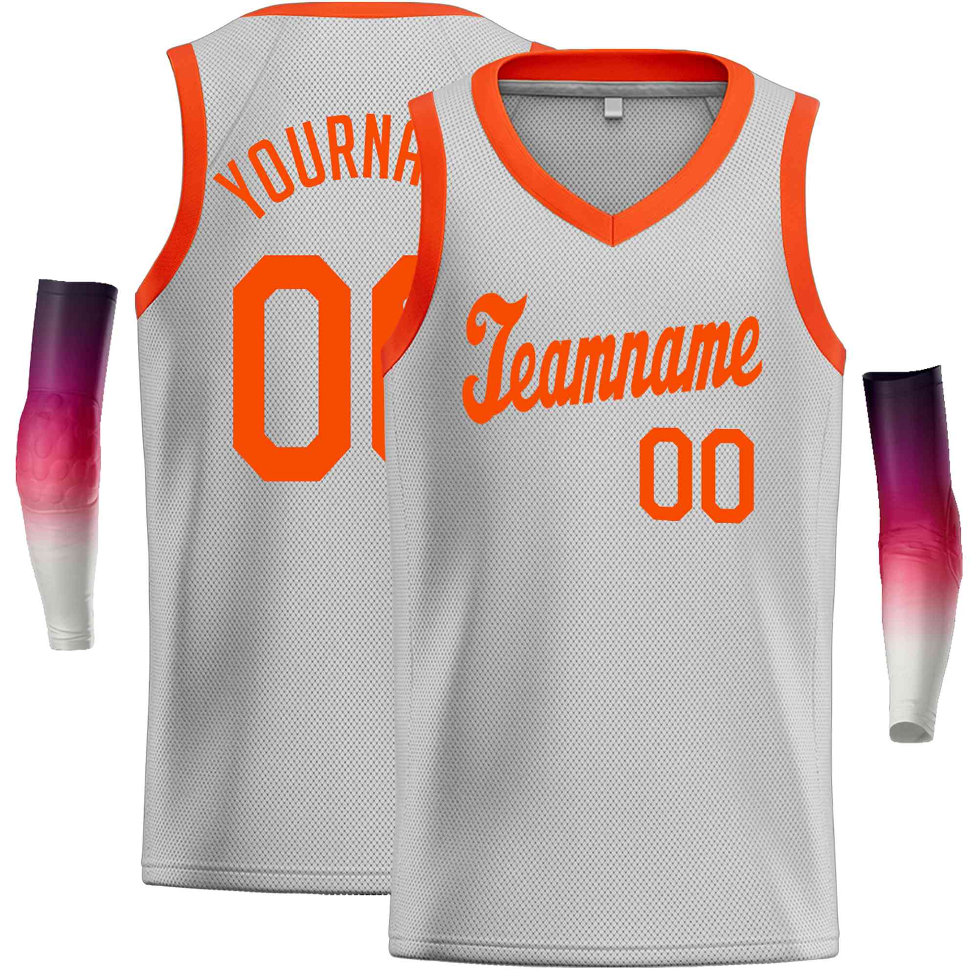 Custom Gray Orange Classic Tops Basketball Jersey