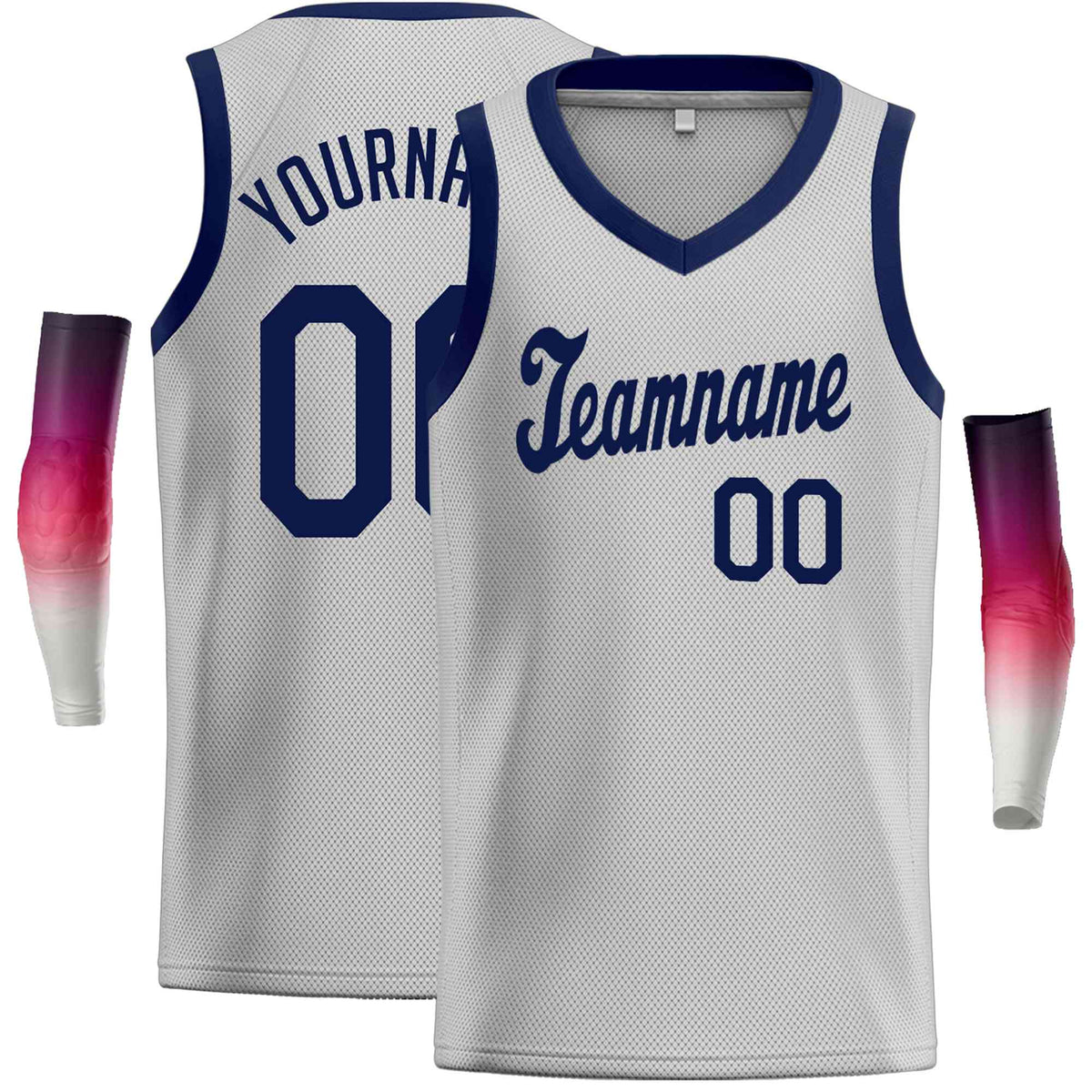 Custom Gray Navy Classic Tops Basketball Jersey