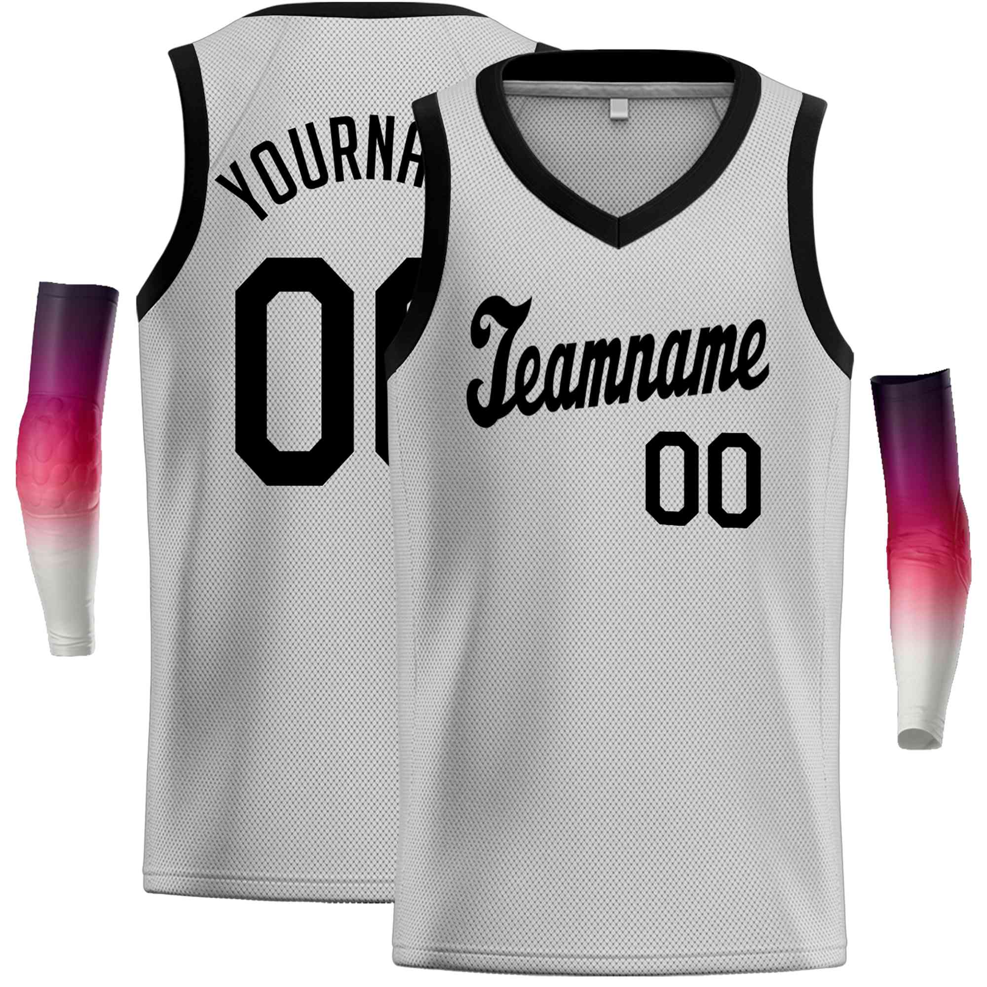 Custom Gray Black Classic Tops Basketball Jersey