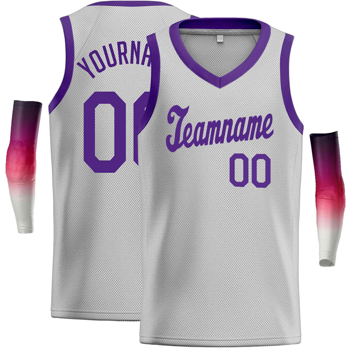 Custom Gray Purple Classic Tops Basketball Jersey