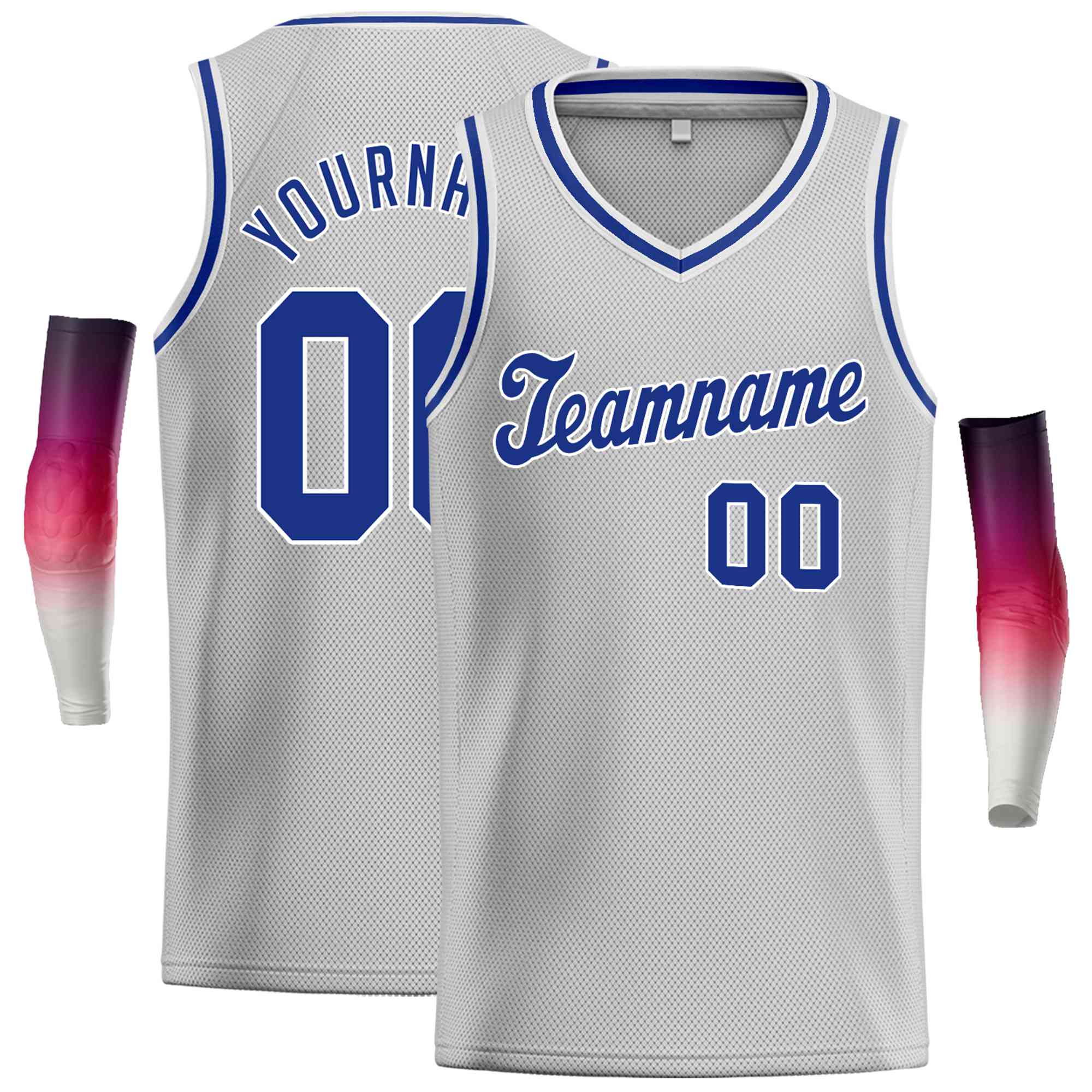 Custom Gray Royal-1 White Classic Tops Basketball Jersey