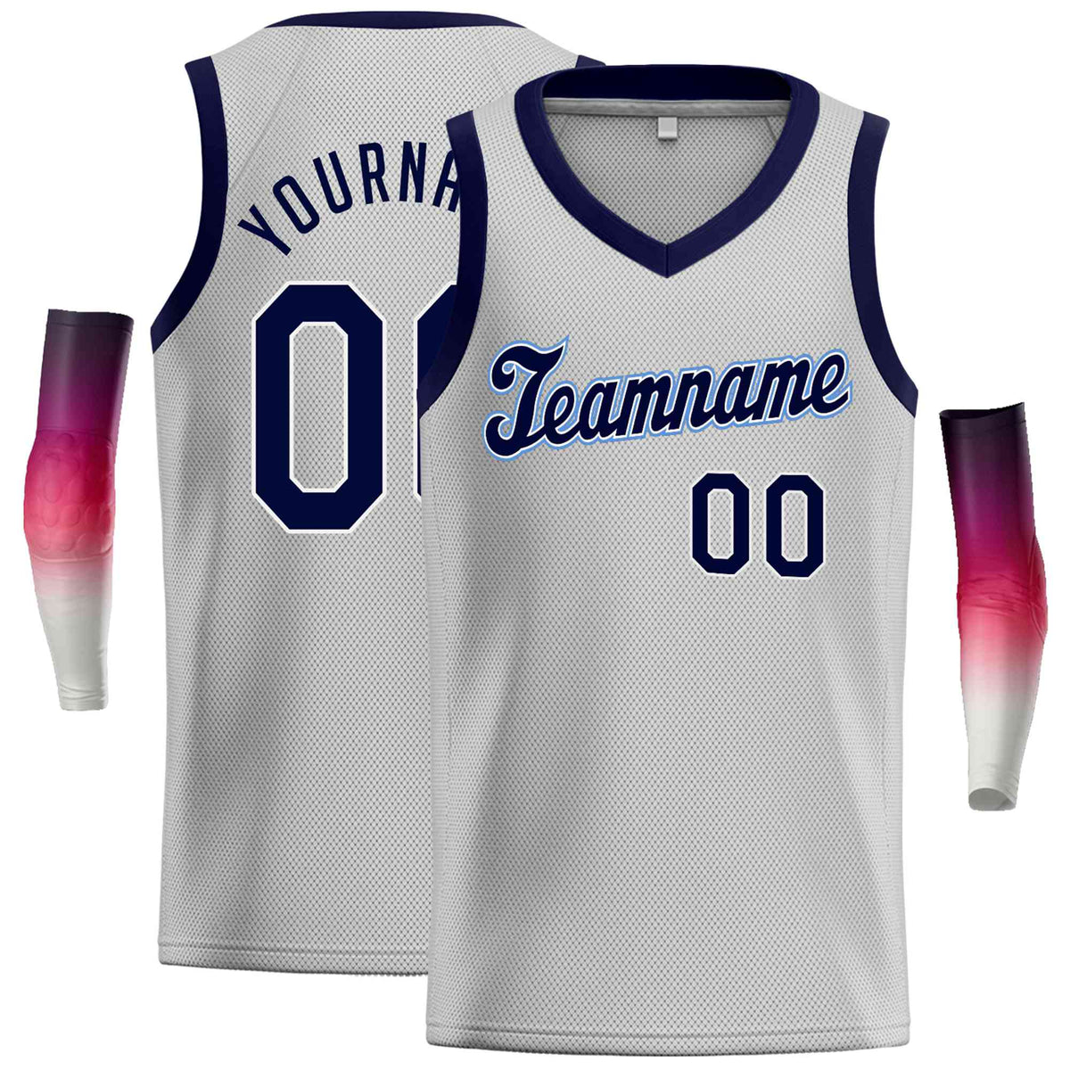 Custom Gray Navy Classic Tops Basketball Jersey