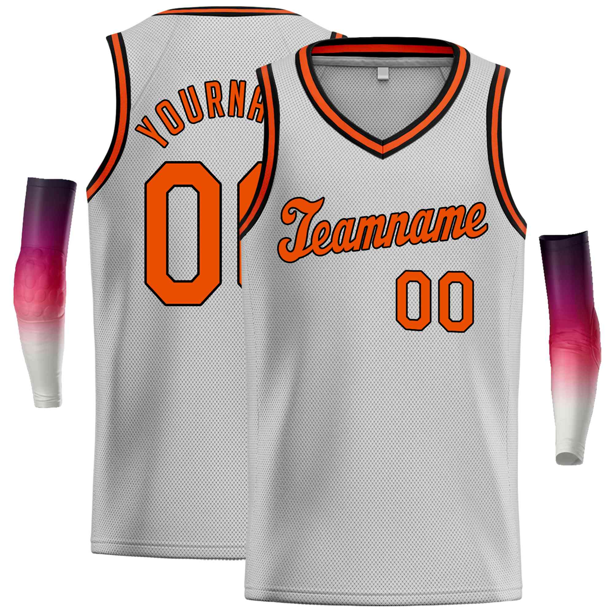 Custom Gray Orange-Black Classic Tops Basketball Jersey