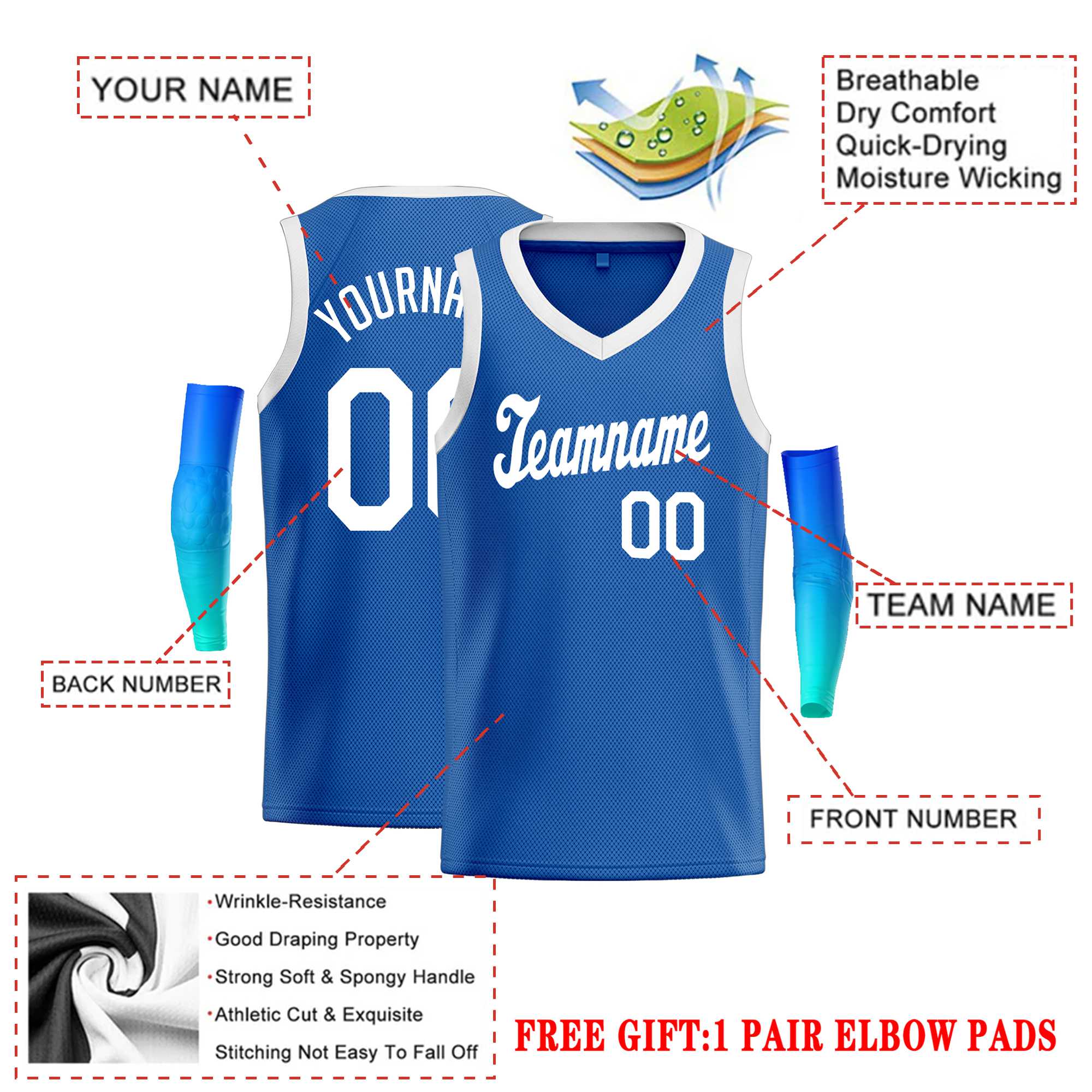 Custom Blue White Classic Tops Basketball Jersey