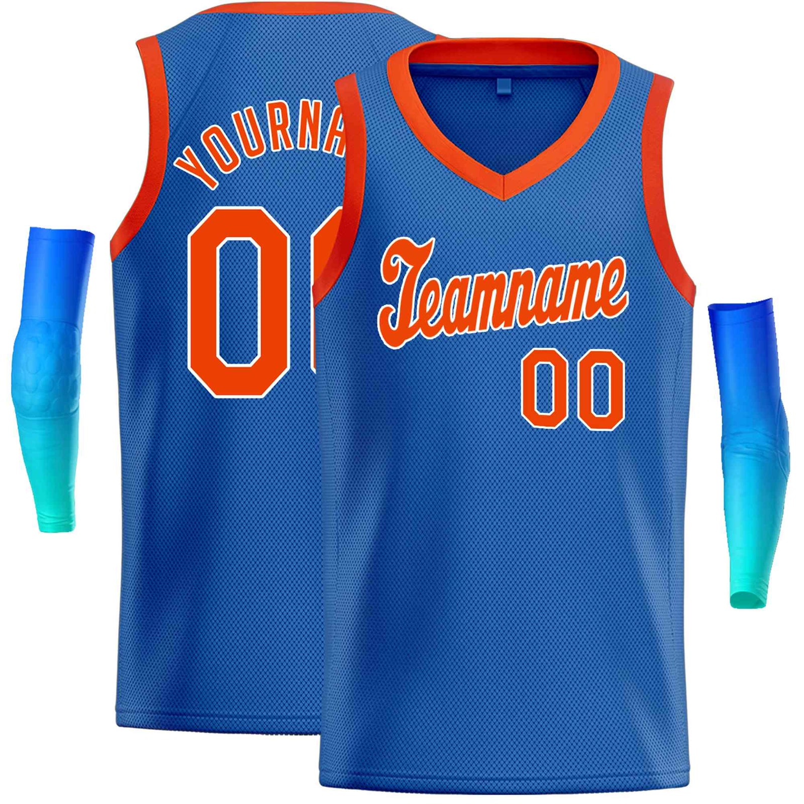 Custom Blue Orange-White Classic Tops Basketball Jersey