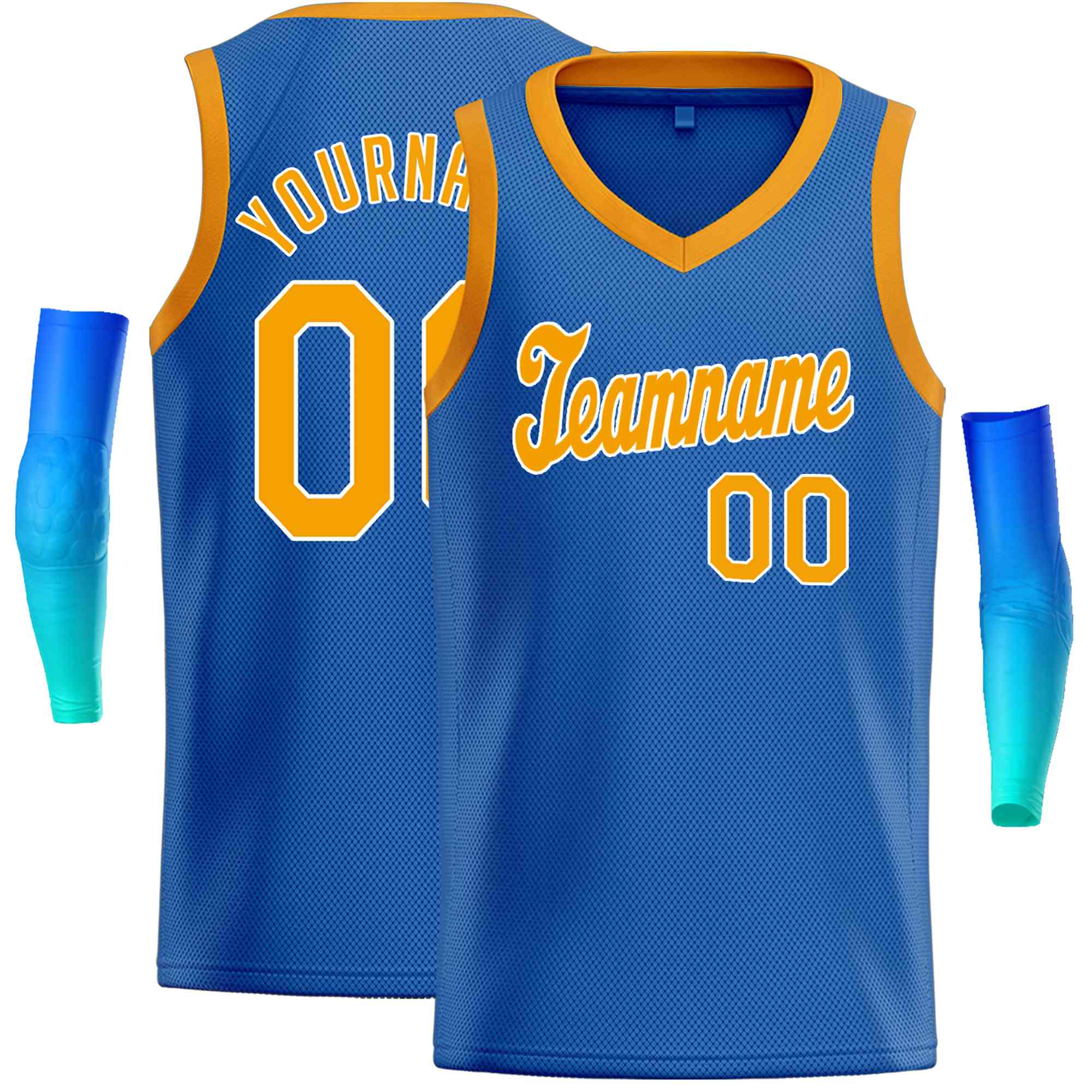 Custom Blue Yellow-White Classic Tops Basketball Jersey