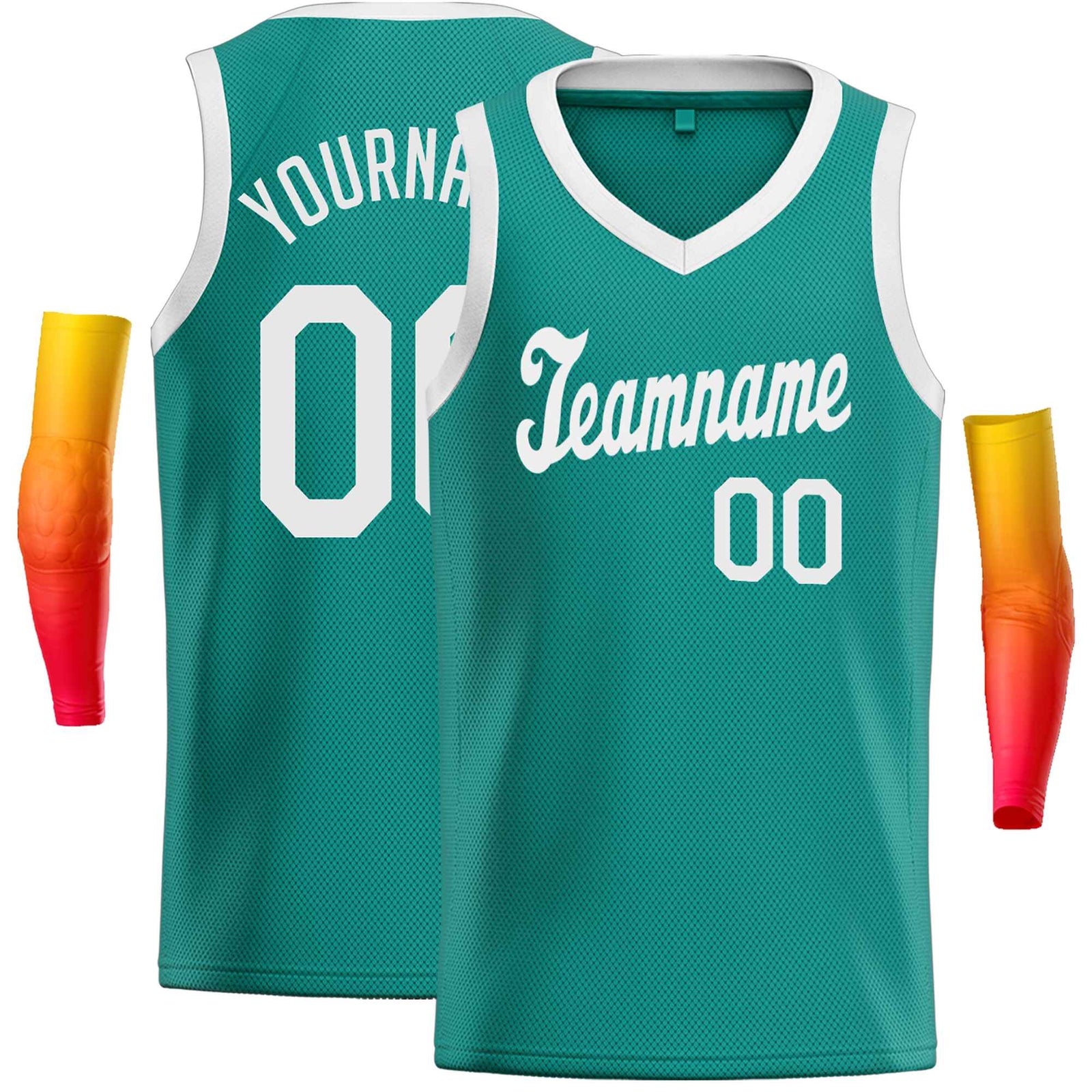 Custom Teal White Classic Tops Basketball Jersey