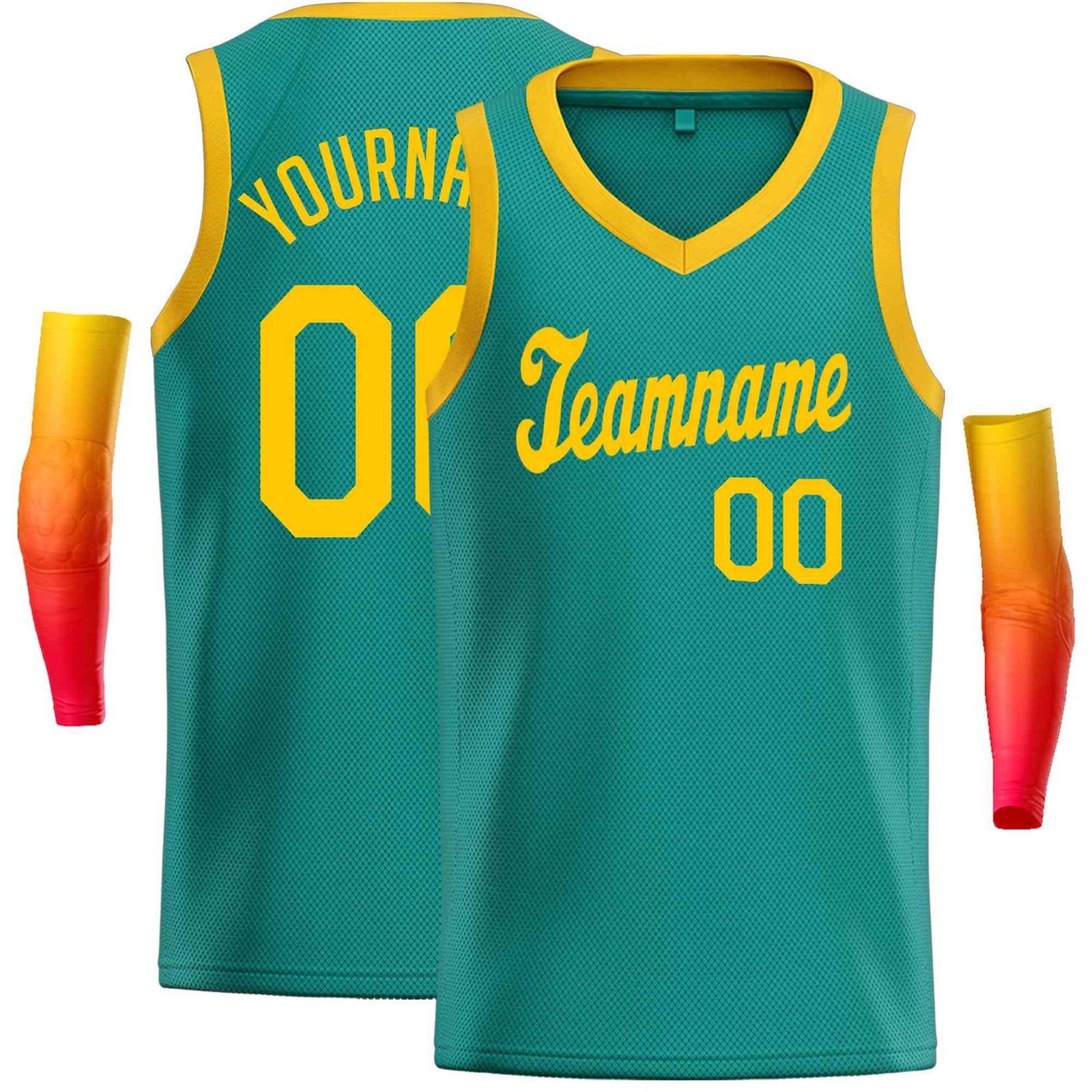 Custom Teal Yellow Classic Tops Basketball Jersey