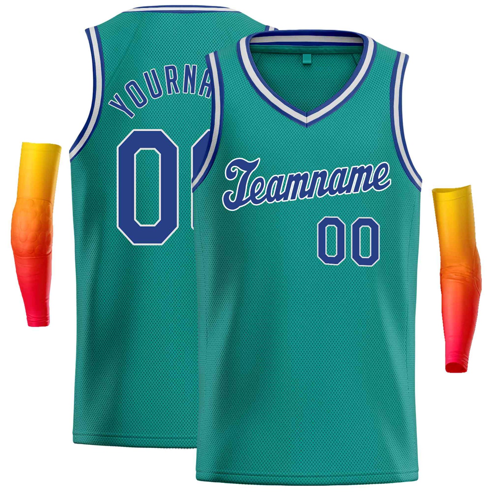 Custom Teal Royal-1 White Classic Tops Basketball Jersey