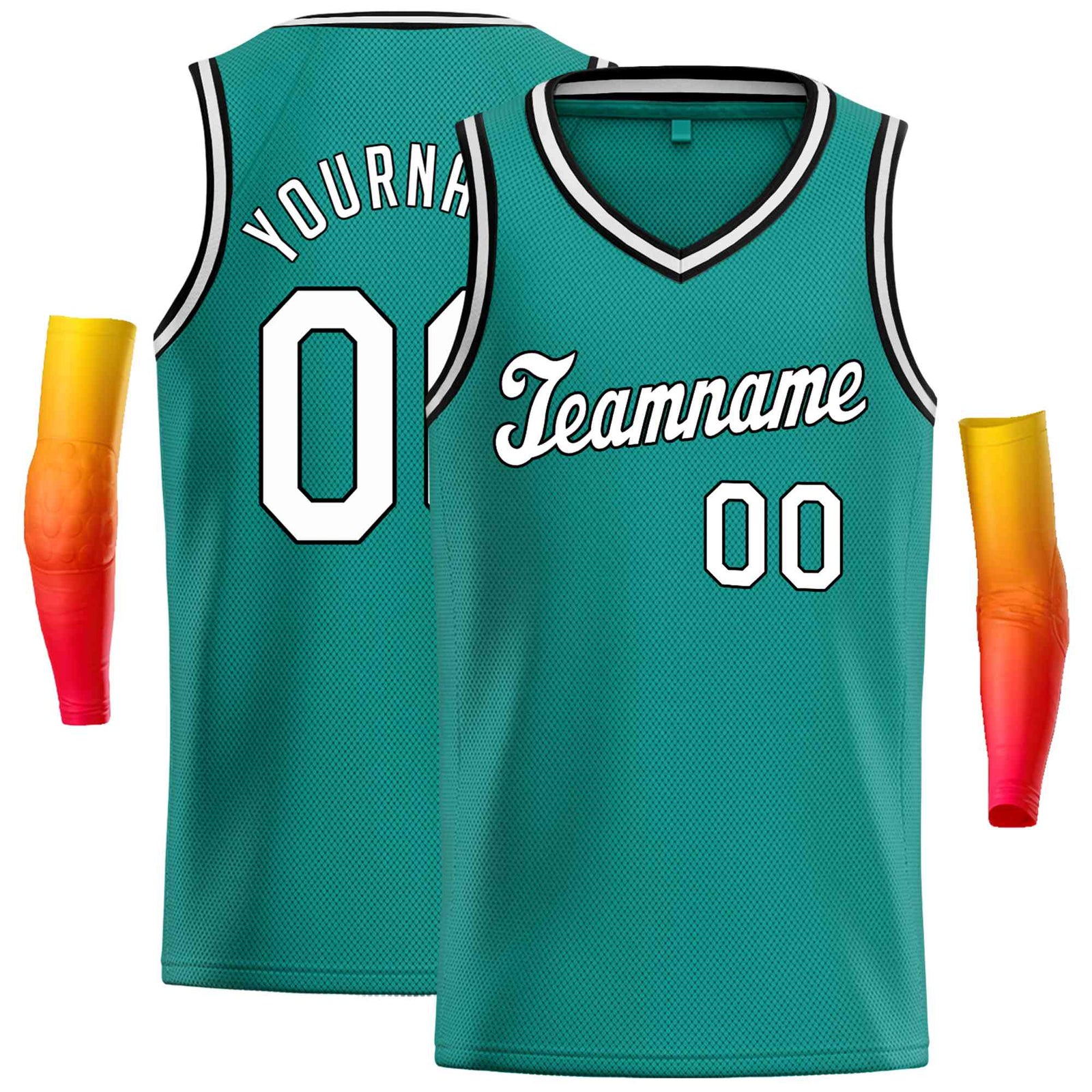 Custom Teal White-Black Classic Tops Basketball Jersey