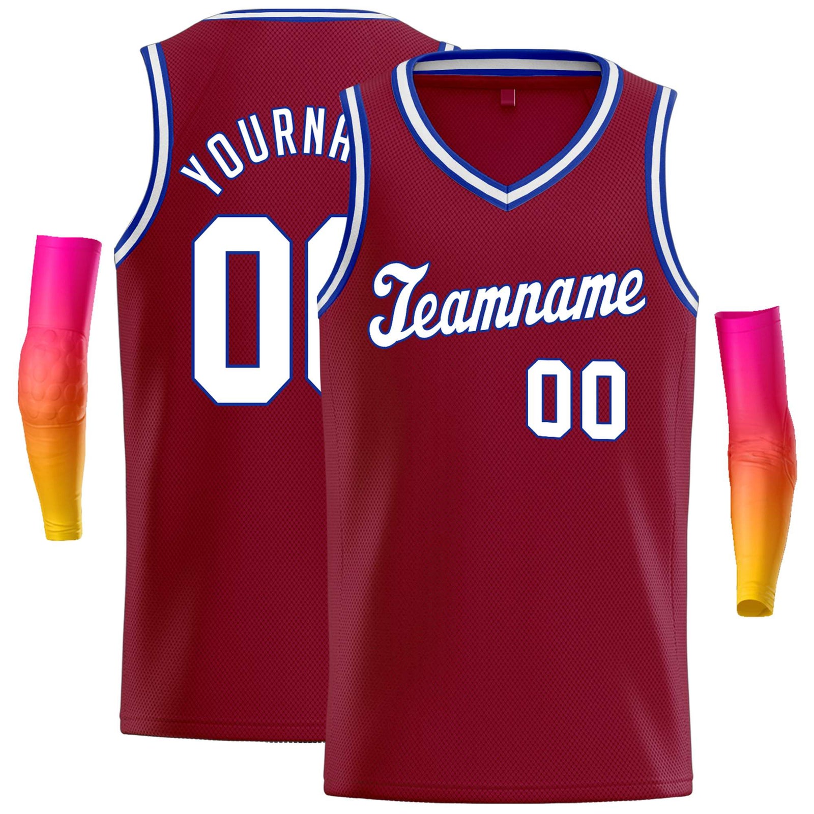 Custom Maroon White-Blue Classic Tops Basketball Jersey