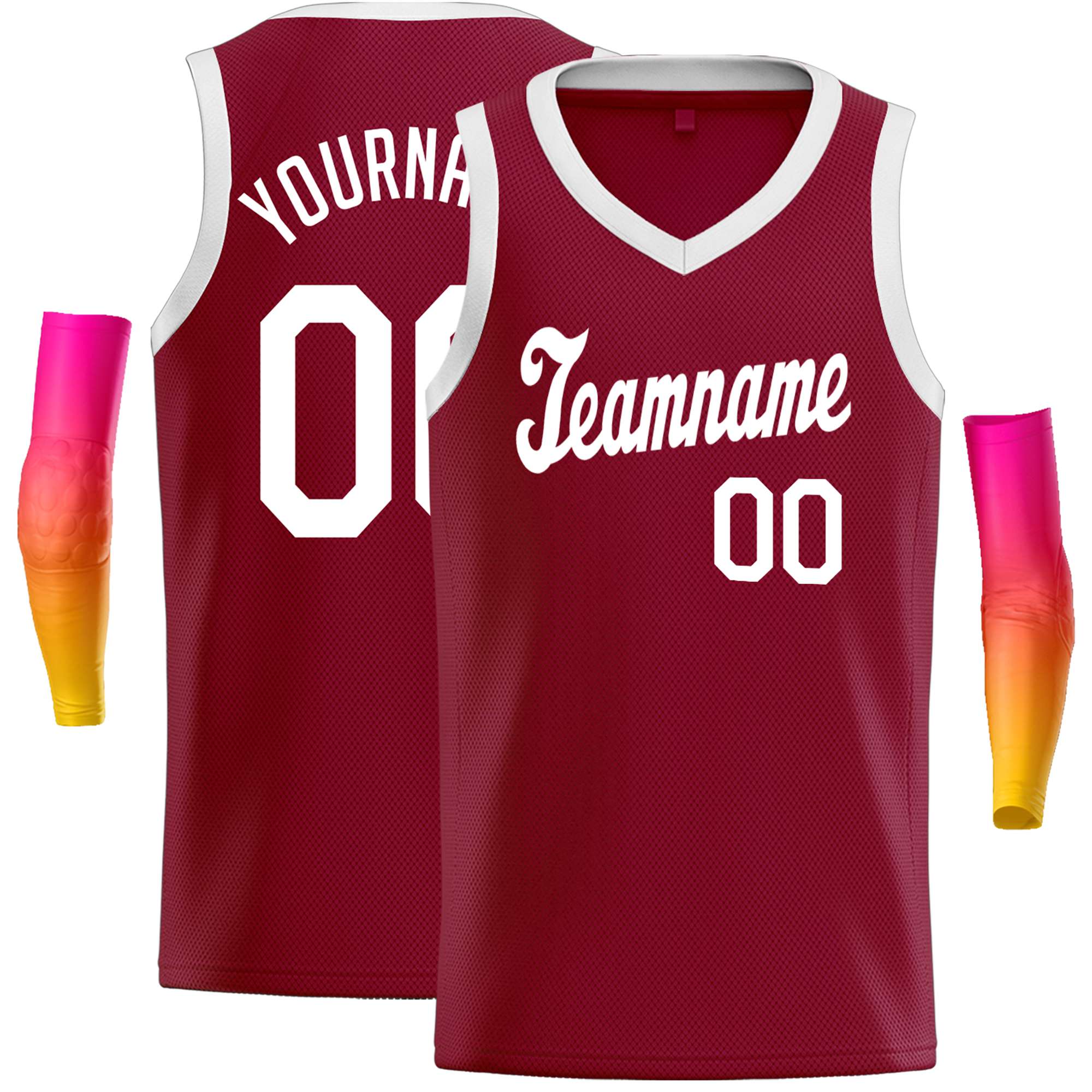 Custom Maroon White Classic Tops Basketball Jersey