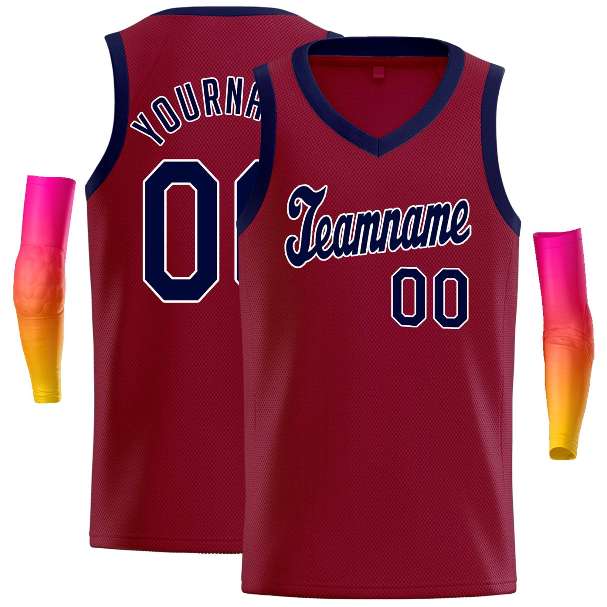 Custom Maroon Navy-White Classic Tops Basketball Jersey