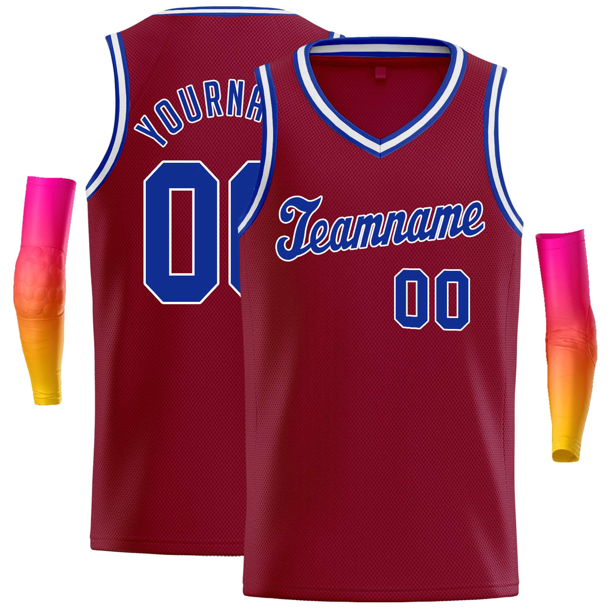 Custom Maroon Blue-White Classic Tops Basketball Jersey