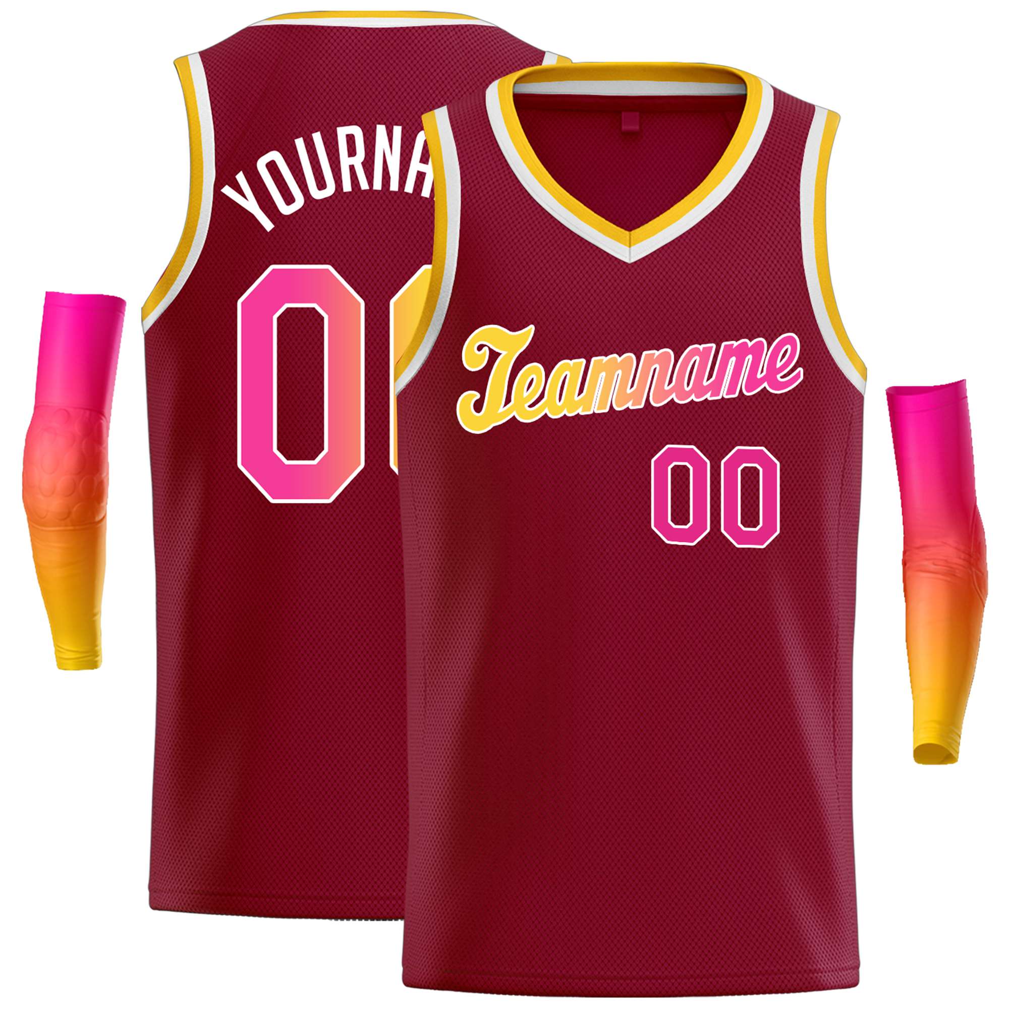 Custom Maroon Pink-White Classic Tops Basketball Jersey