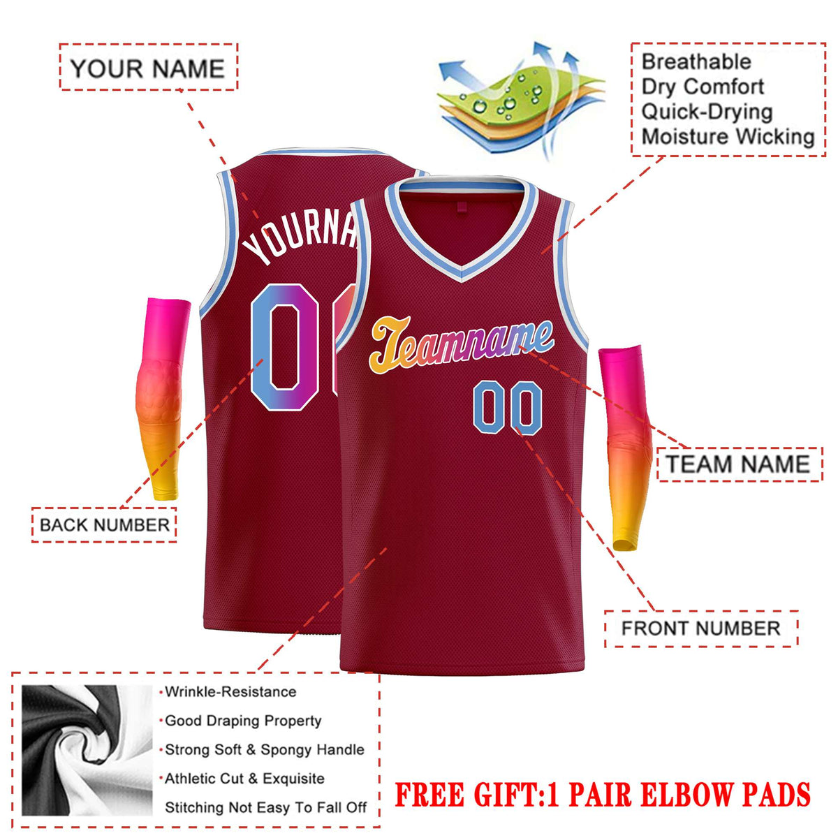 Custom Maroon Royal-White Classic Tops Basketball Jersey