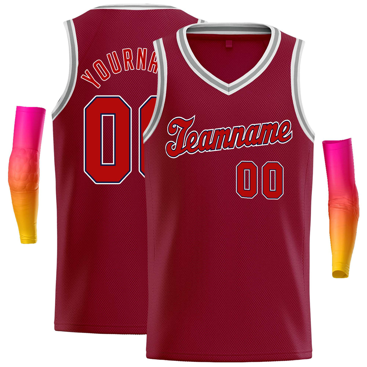 Custom Maroon Red-White Classic Tops Basketball Jersey