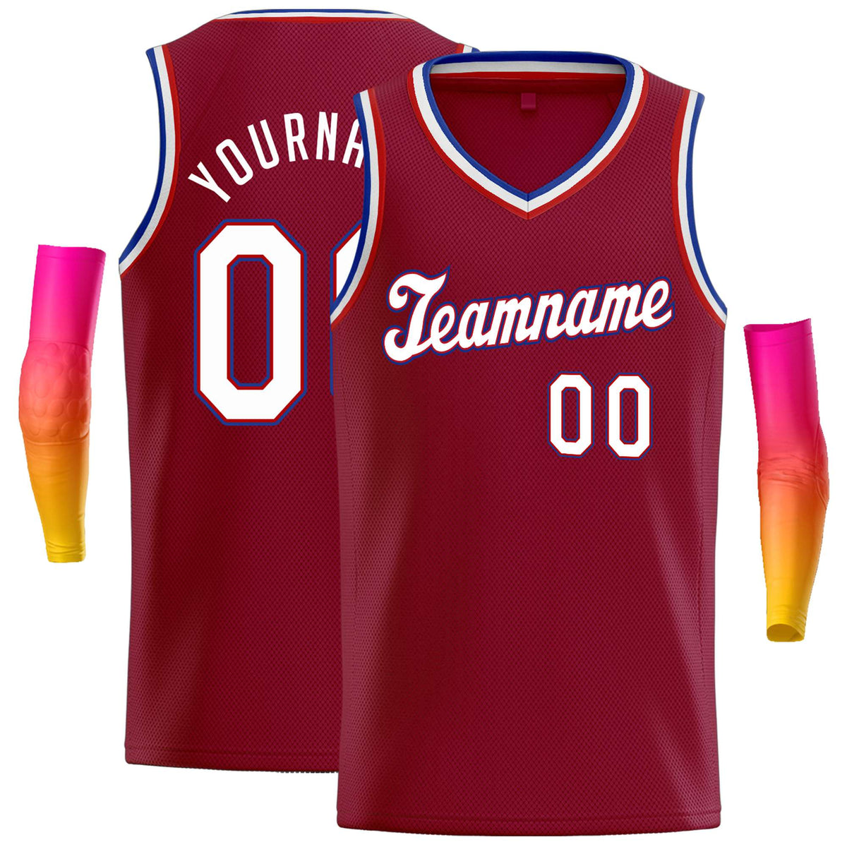 Custom Maroon White-Blue Classic Tops Basketball Jersey