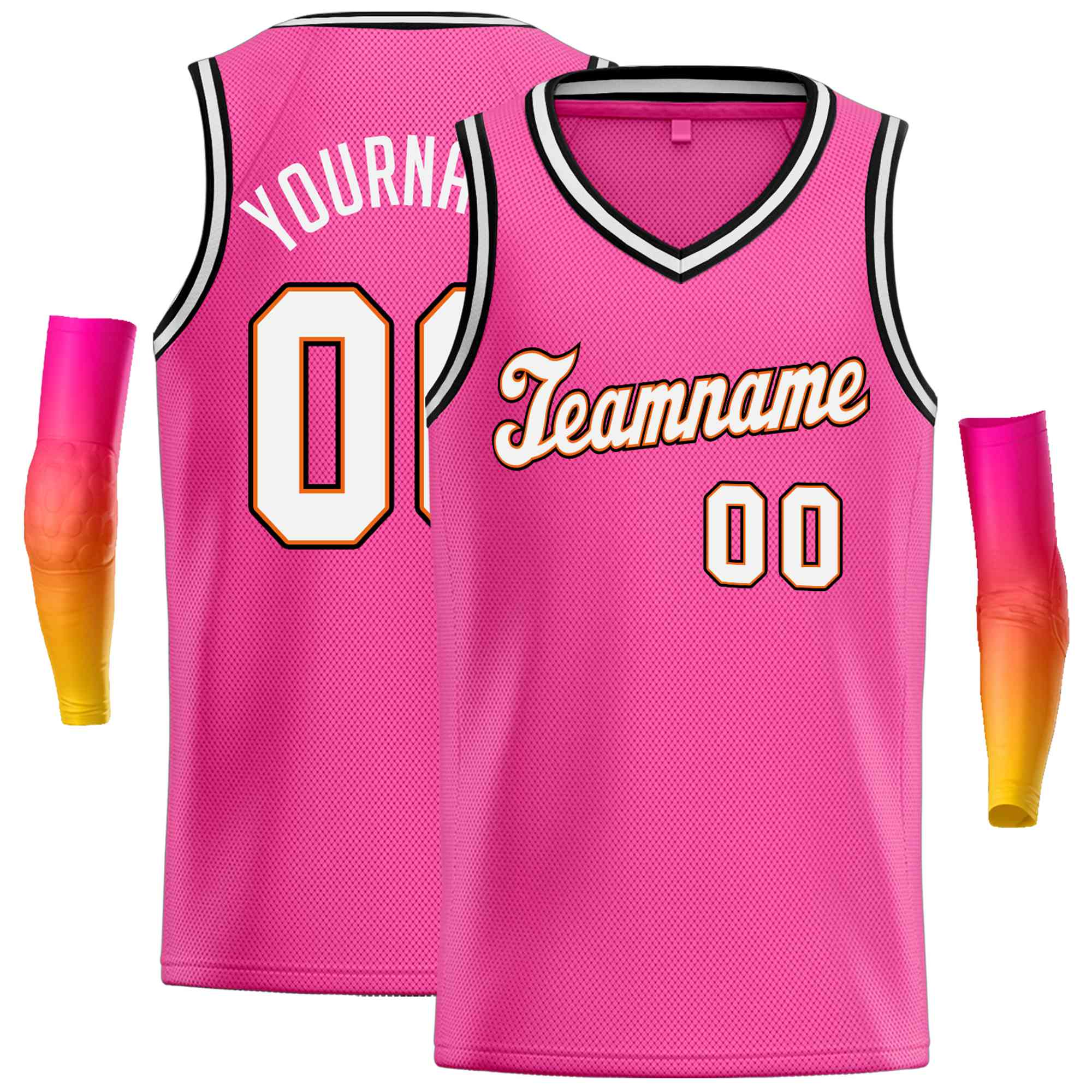 Custom Pink White-Black Classic Tops Basketball Jersey