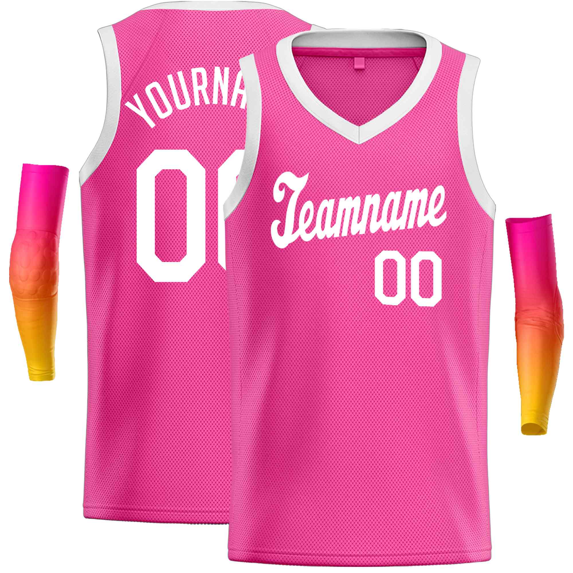 Custom Pink White Classic Tops Basketball Jersey