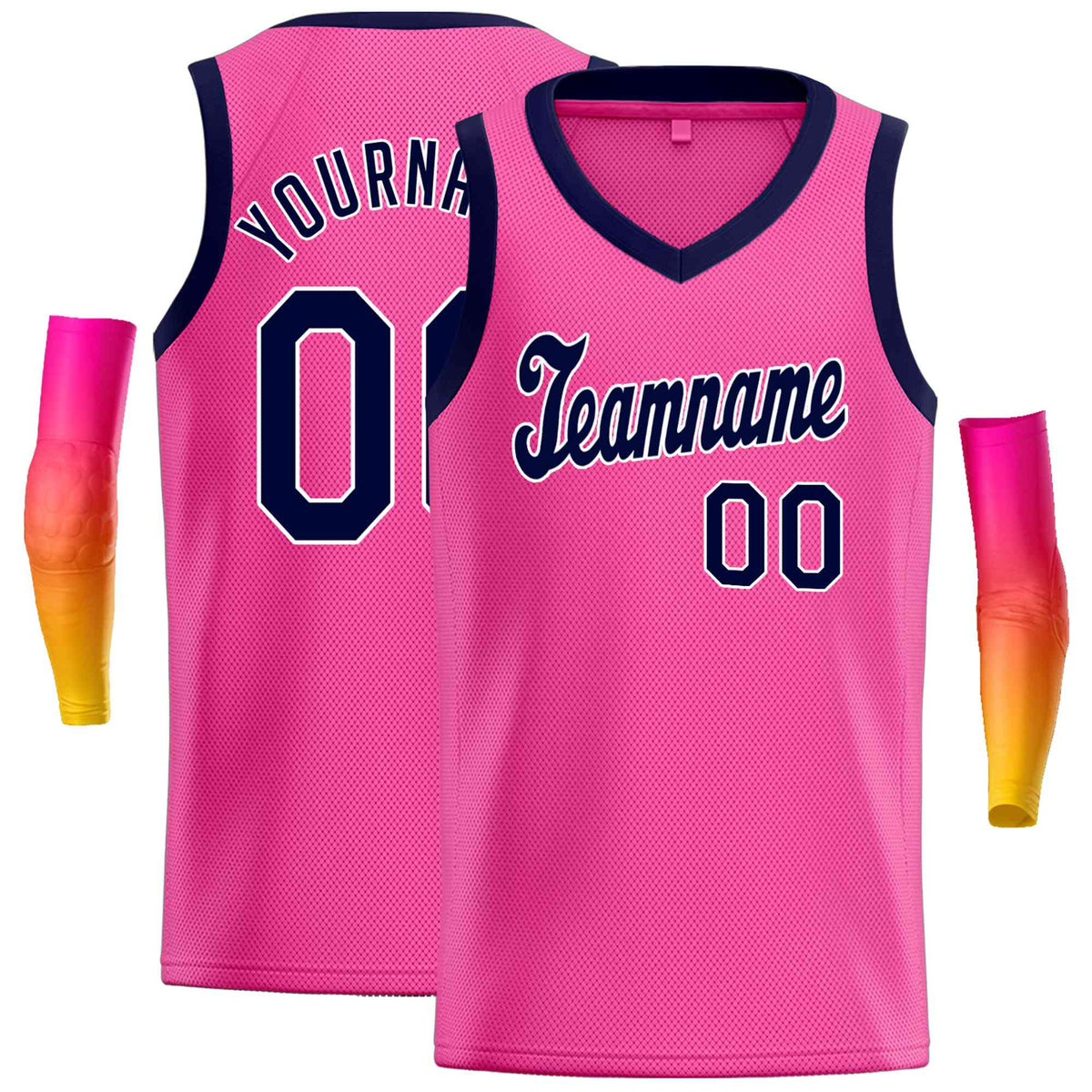 Custom Pink Navy-White Classic Tops Basketball Jersey