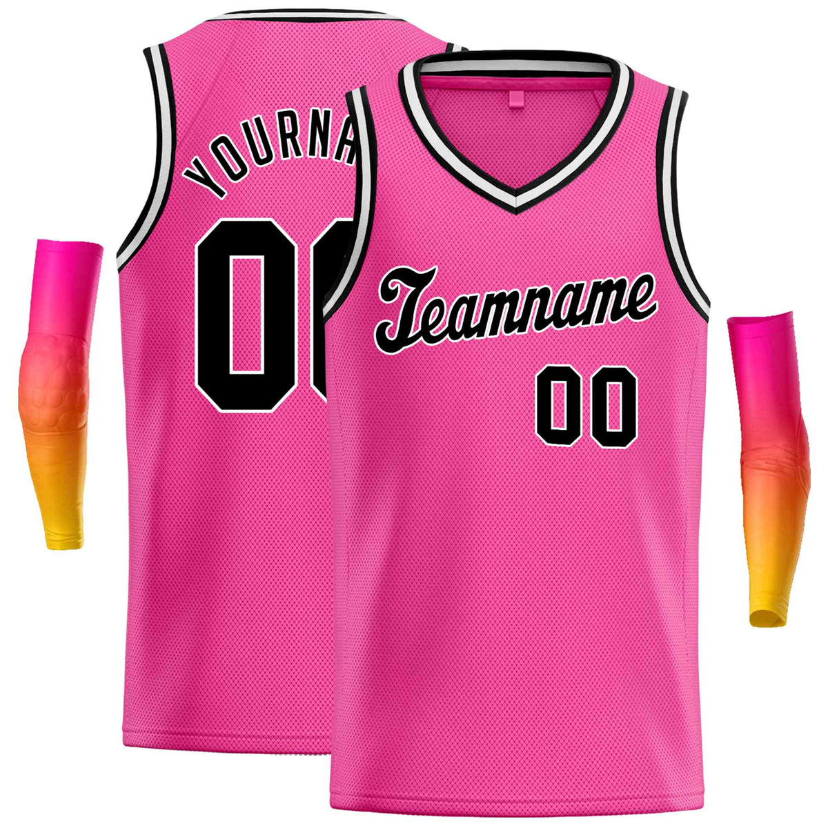 Custom Pink Black-White Classic Tops Basketball Jersey