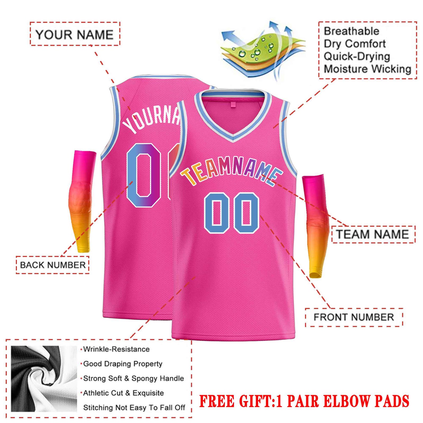 Custom Pink Royal-White Classic Tops Basketball Jersey