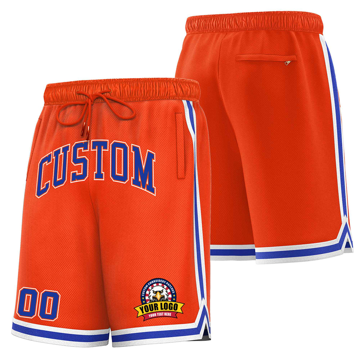 Custom Orange Blue-White Sport Basketball Shorts