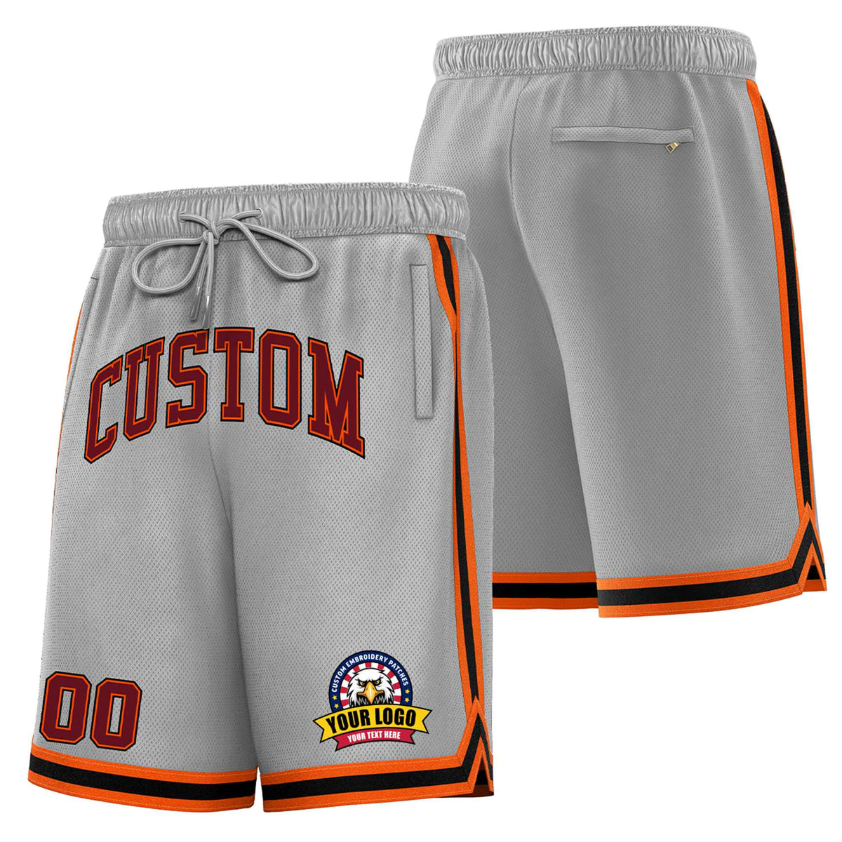 Custom Gray Orange-Black Sport Basketball Shorts