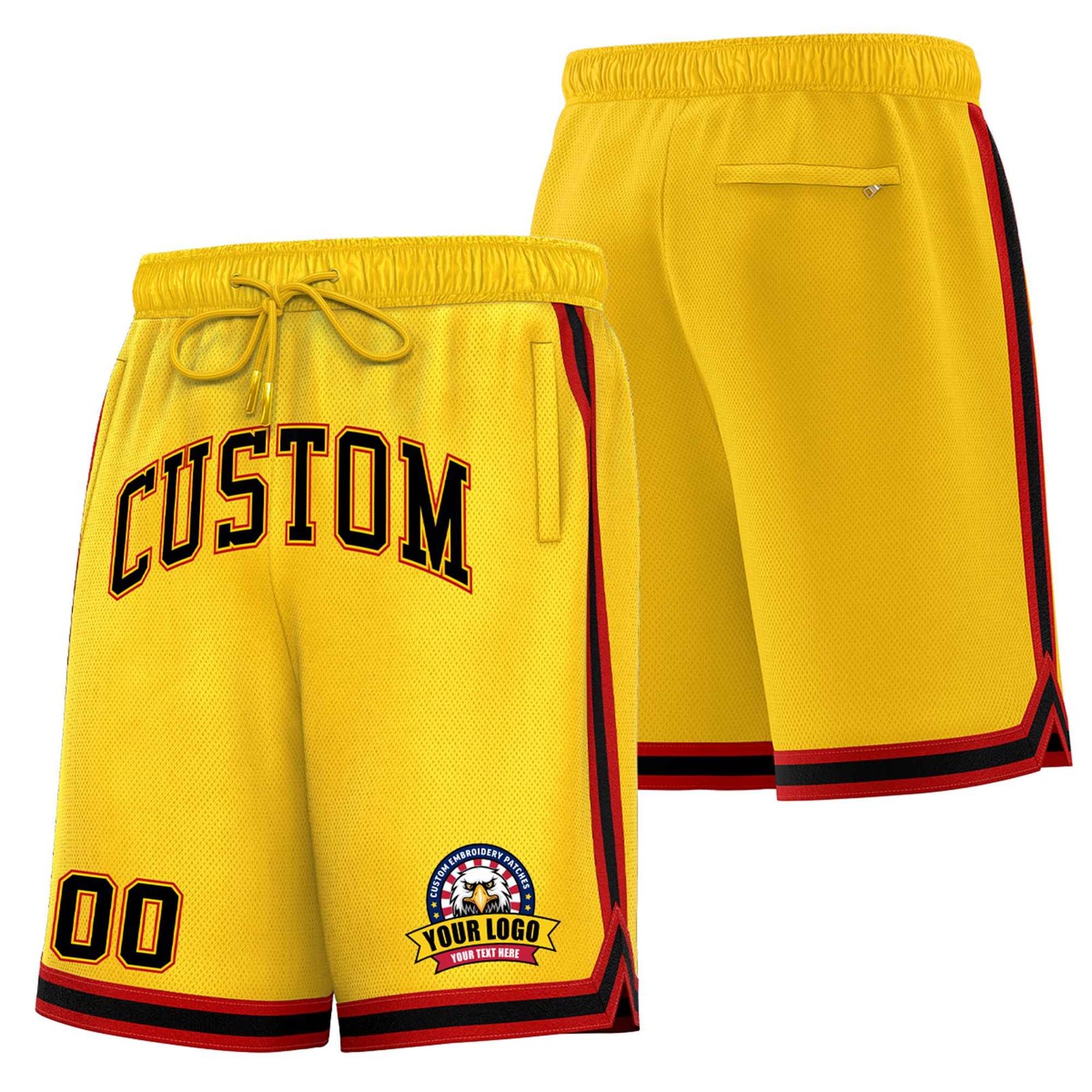 Custom Yellow Maroon-White Sport Basketball Shorts