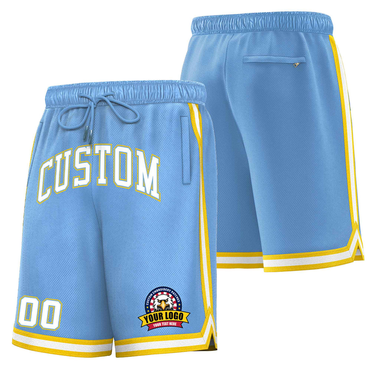 Custom Royal Gold-2 White Sport Basketball Shorts