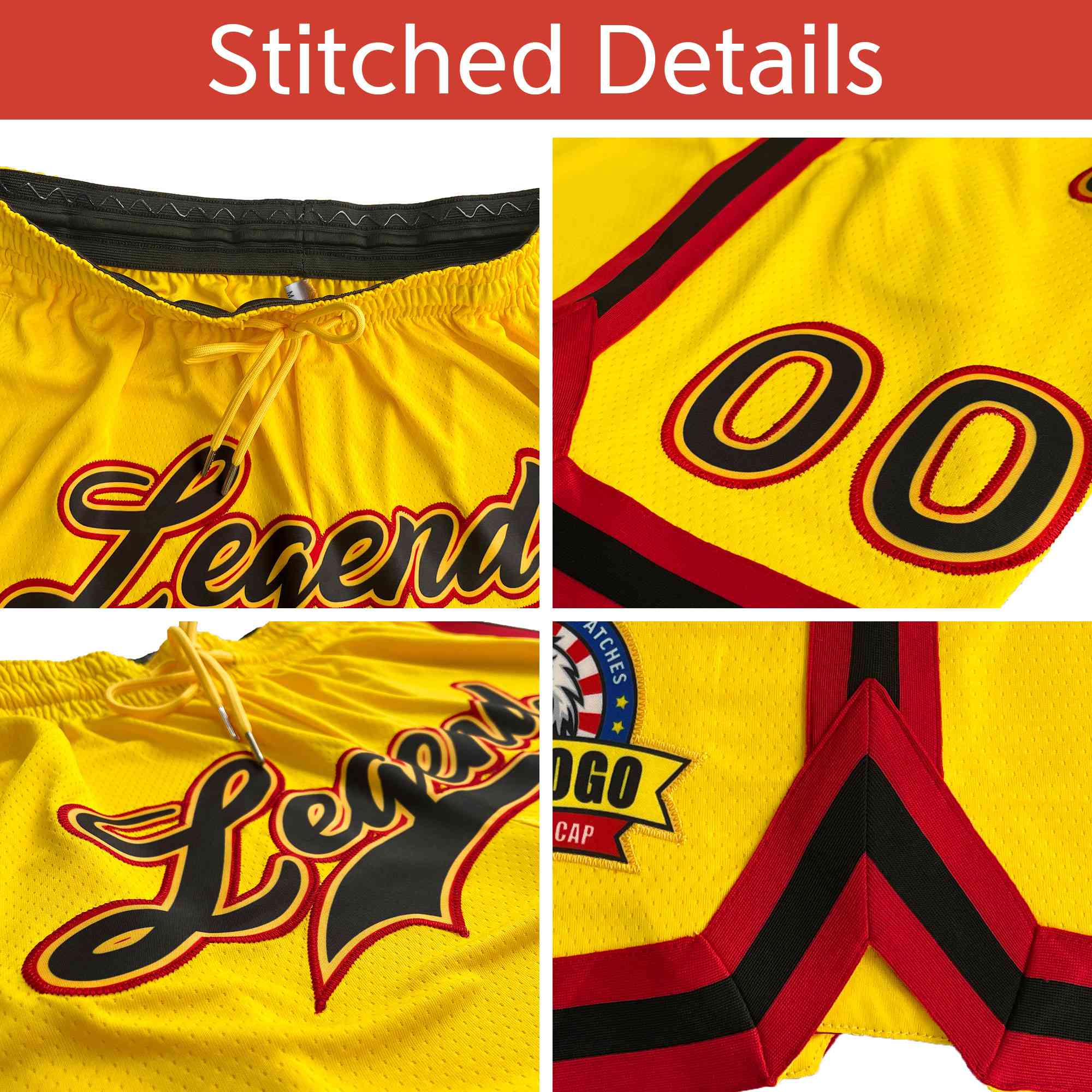 Custom Royal Gold-2 White Sport Basketball Shorts