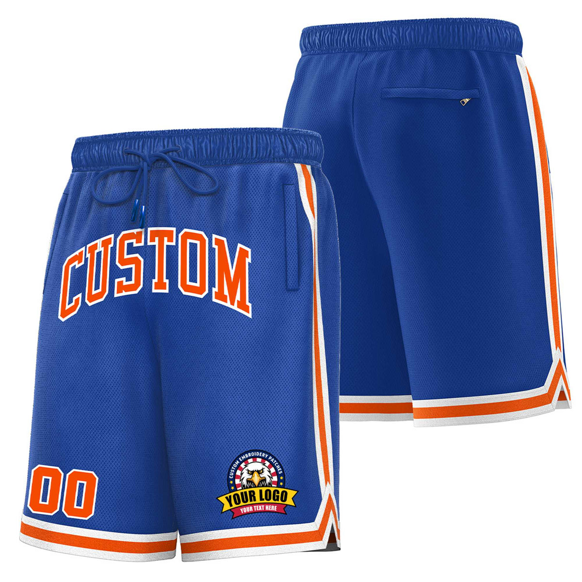 Custom Blue Orange-White Sport Basketball Shorts