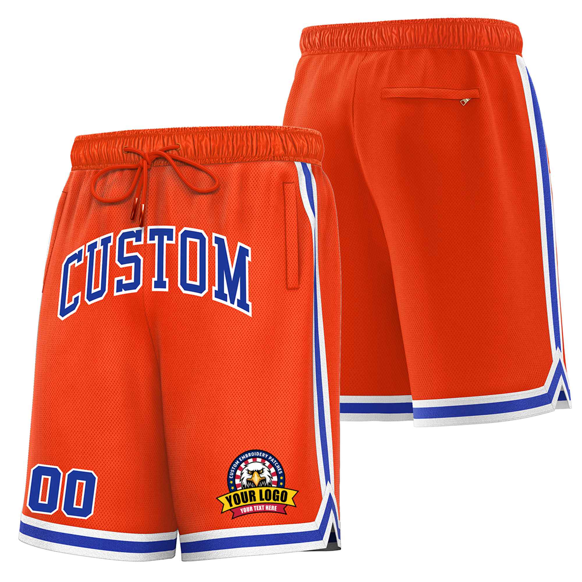 Custom Orange Blue-White Sport Basketball Shorts