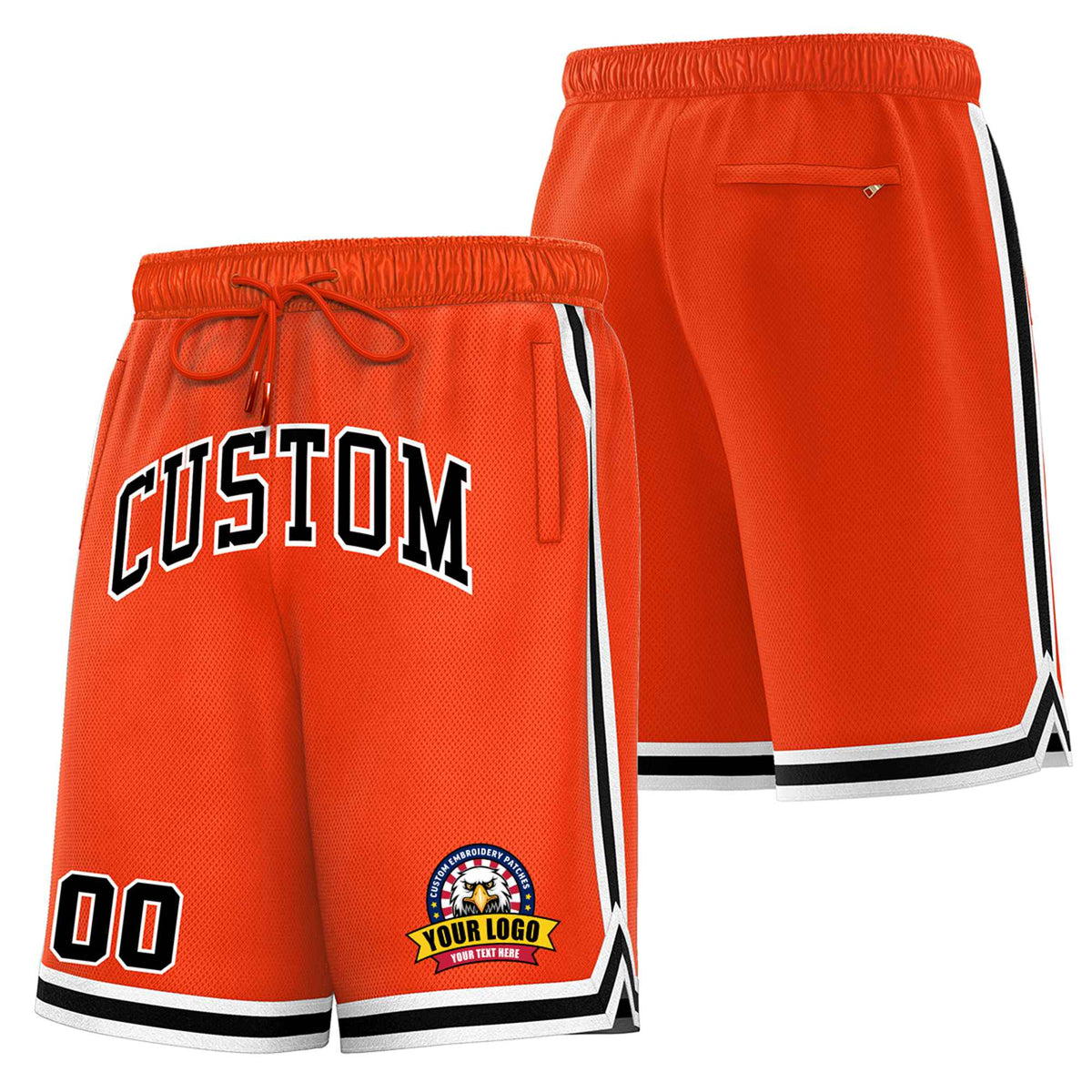 Custom Orange Black-White Sport Basketball Shorts