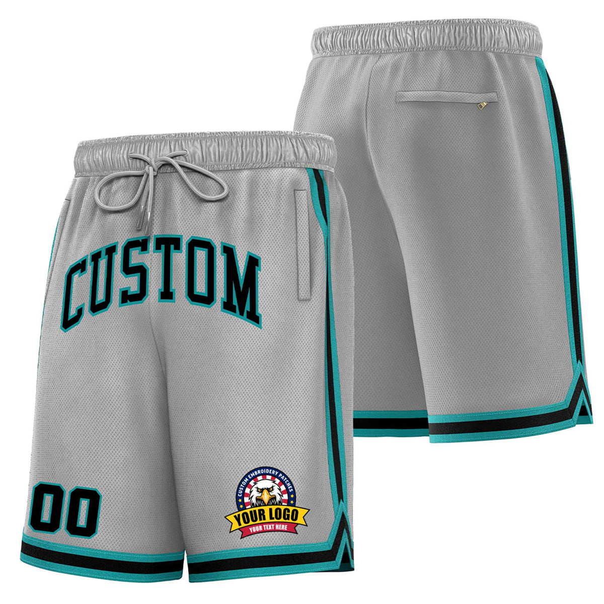 Custom Gray Aqua-Black Sport Basketball Shorts