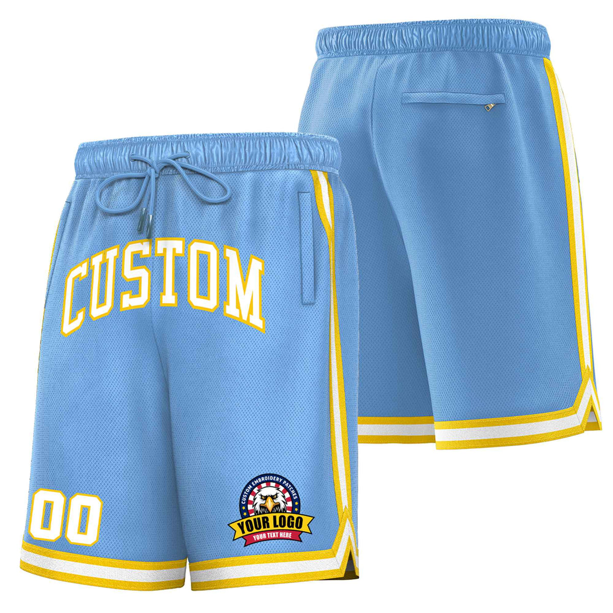 Custom Royal Gold02-White Sport Basketball Shorts