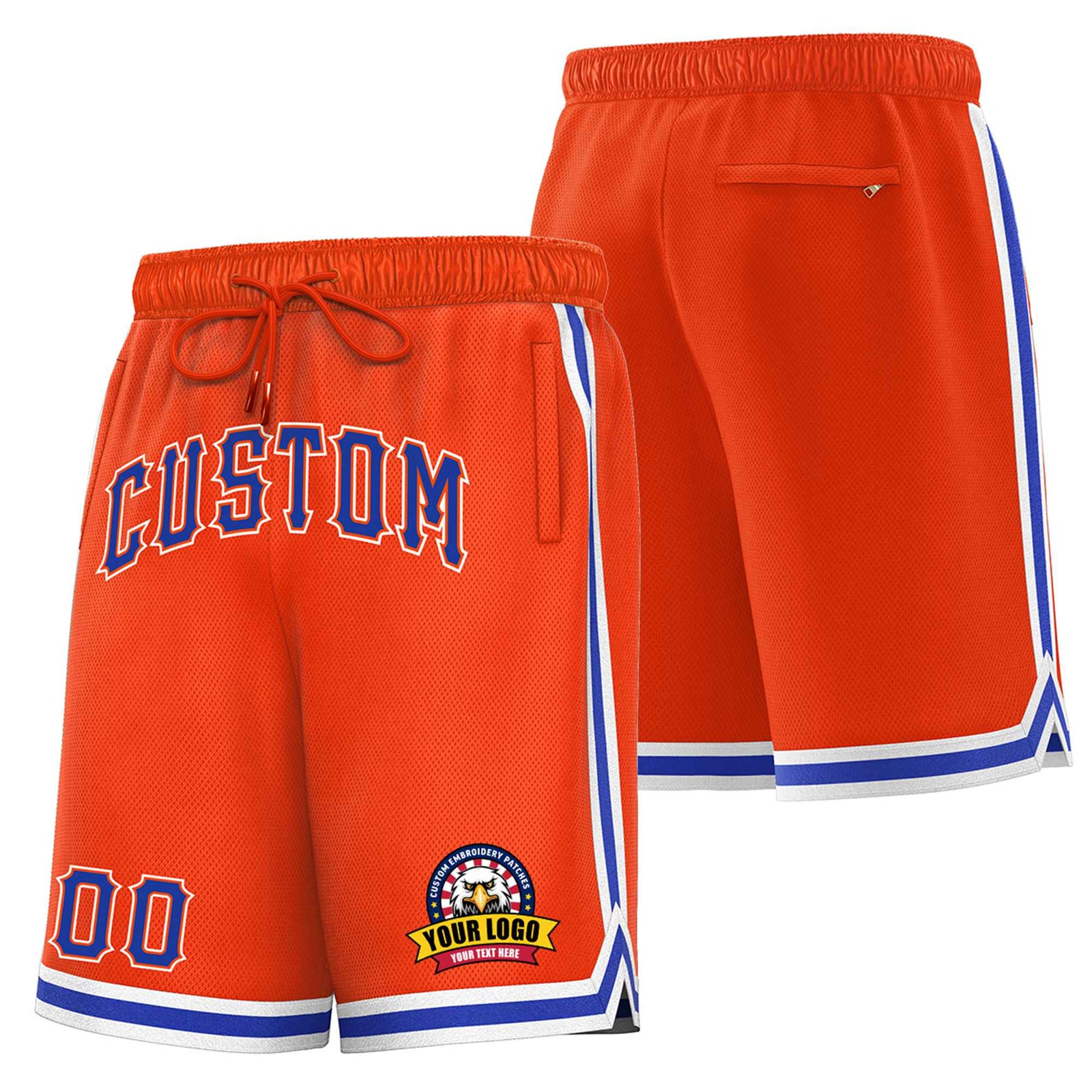 Custom Orange Blue-White Sport Basketball Shorts