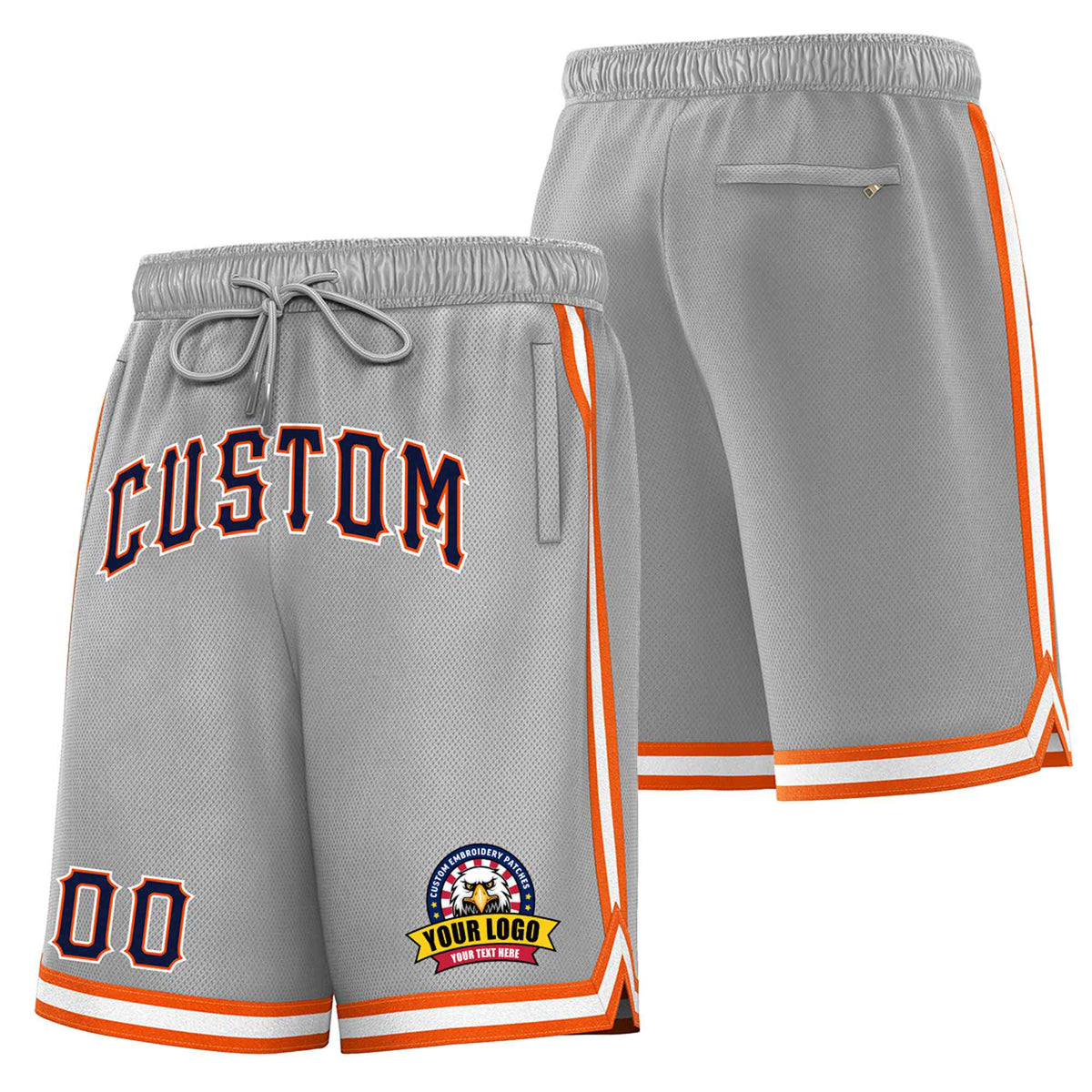 Custom Gray Orange-White Sport Basketball Shorts