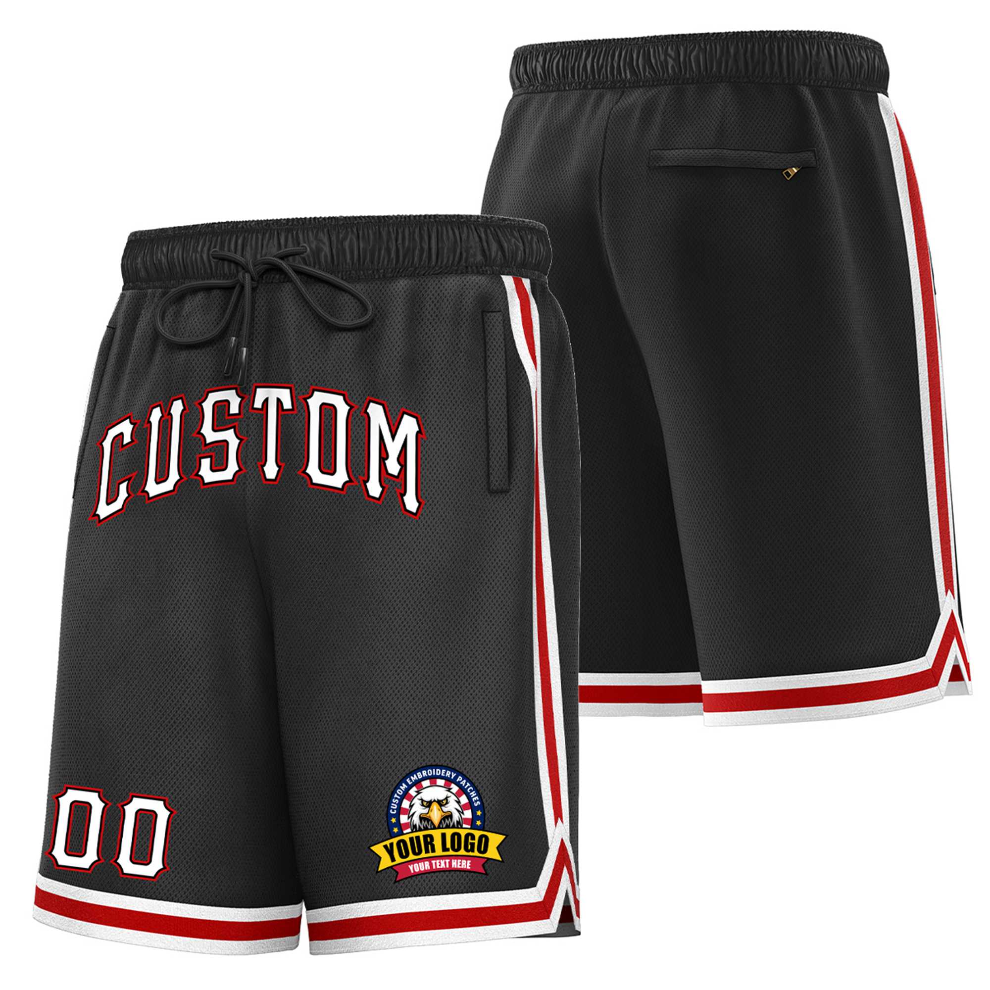 Custom Black Maroon-White Sport Basketball Shorts